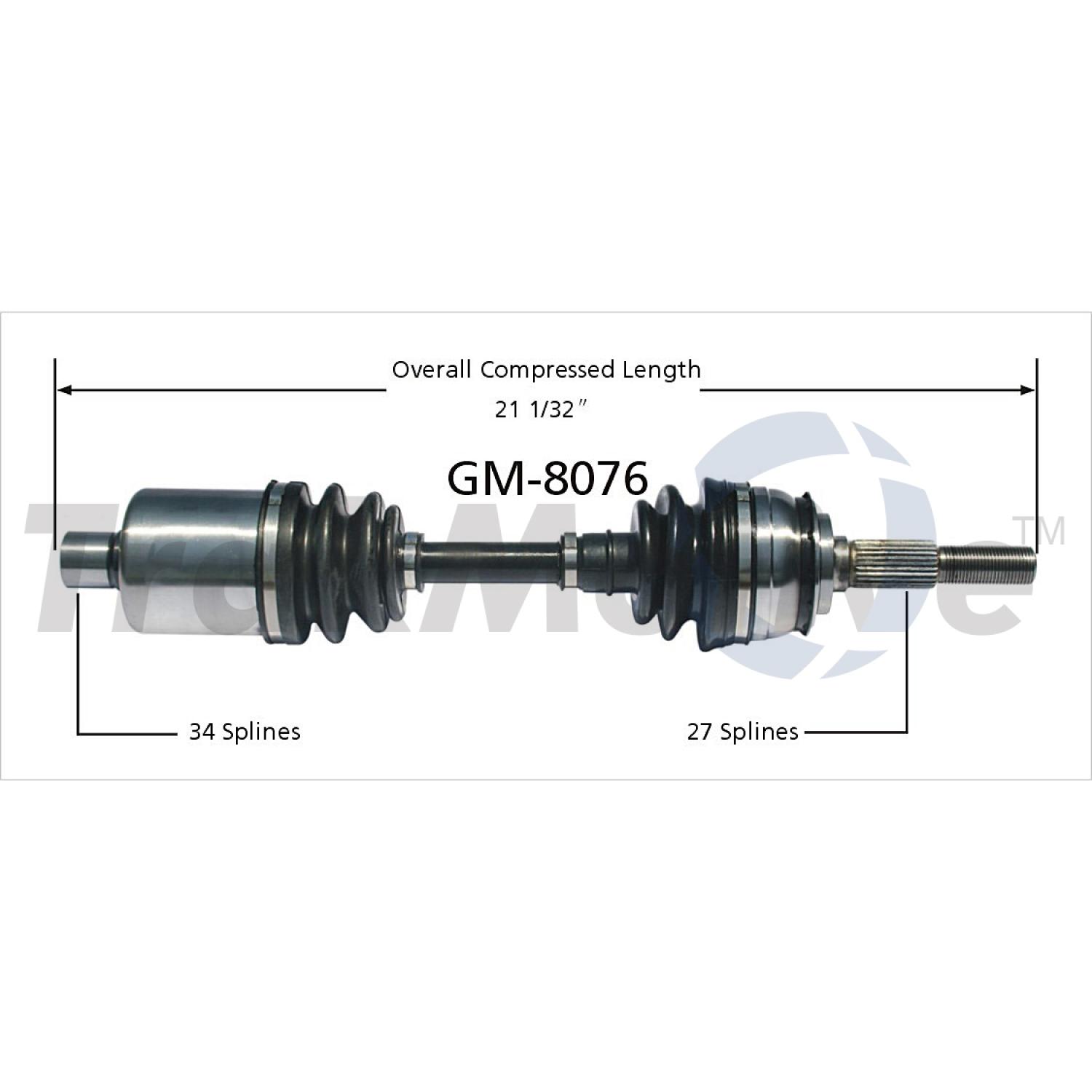 TrakMotive GM8076 - CV Axle Shaft TrakMotive GM8076 CV Axle Shaft product image 1 of 3