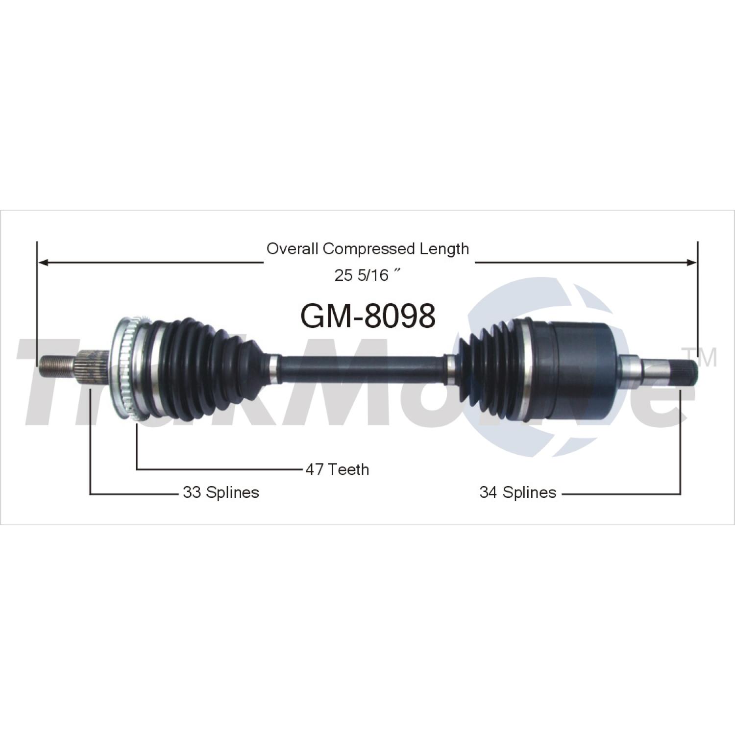 TrakMotive GM8098 - CV Axle Shaft TrakMotive GM8098 CV Axle Shaft product image 1 of 3