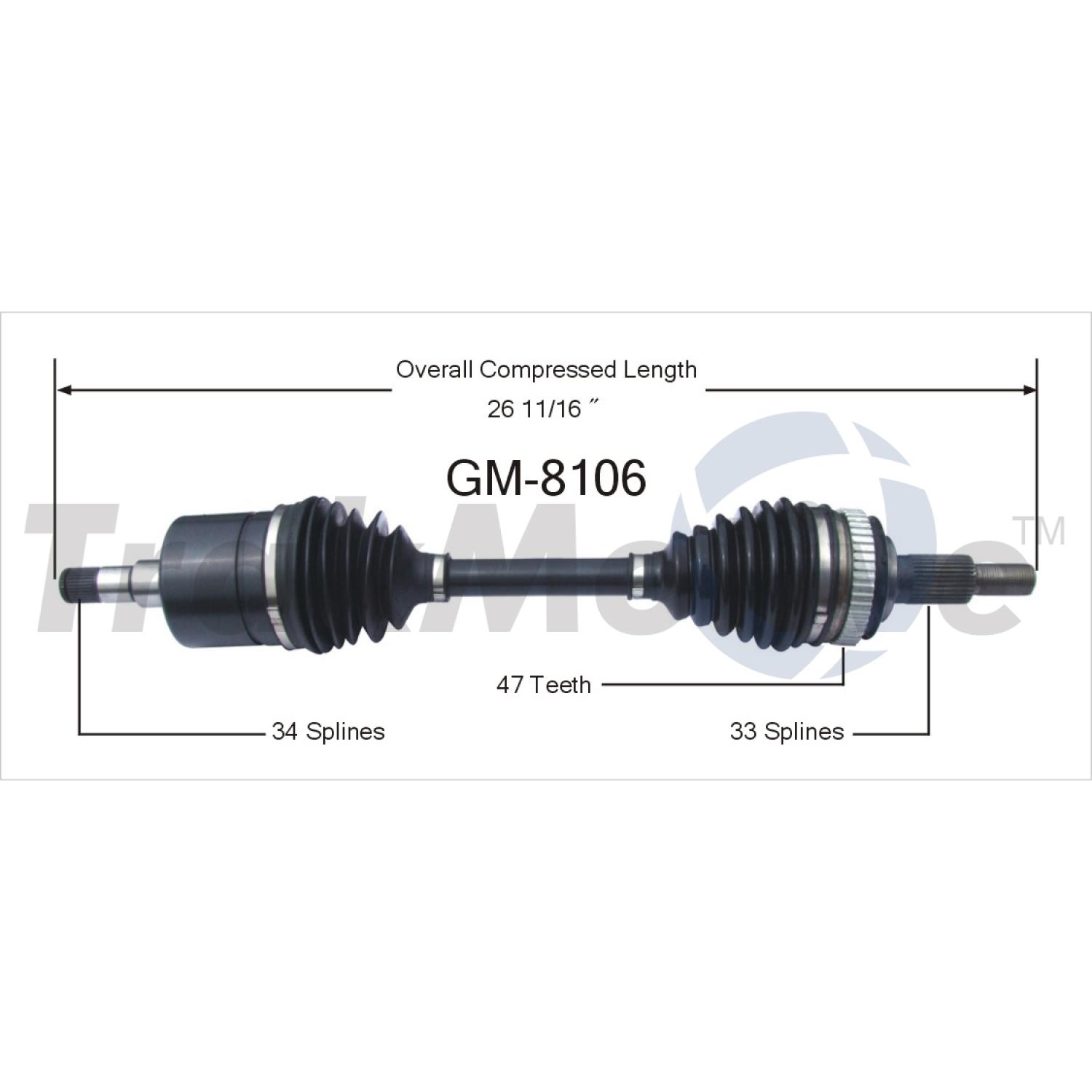 TrakMotive GM8106 CV Axle Shaft product image 1 of 3