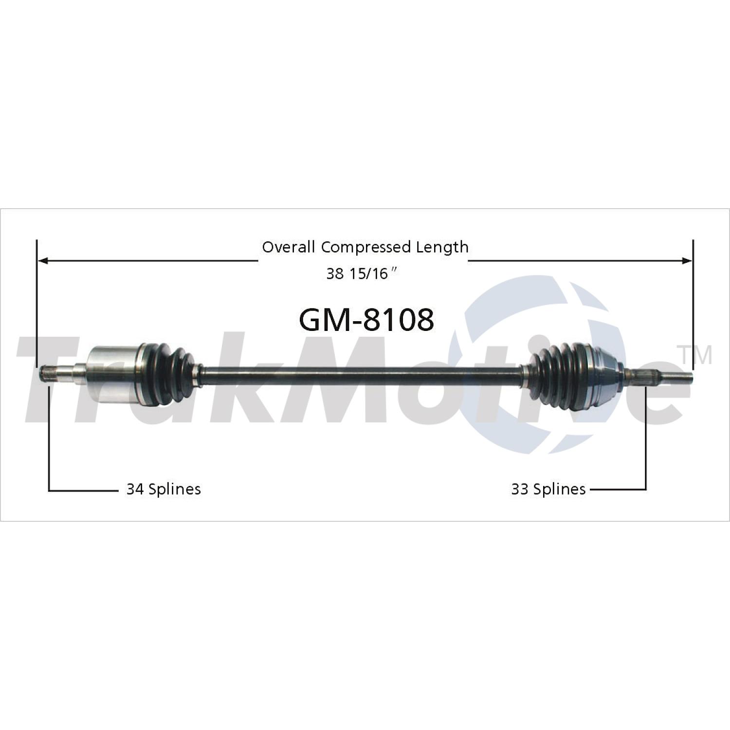 TrakMotive GM8108 - CV Axle Shaft TrakMotive GM8108 CV Axle Shaft product image 1 of 3