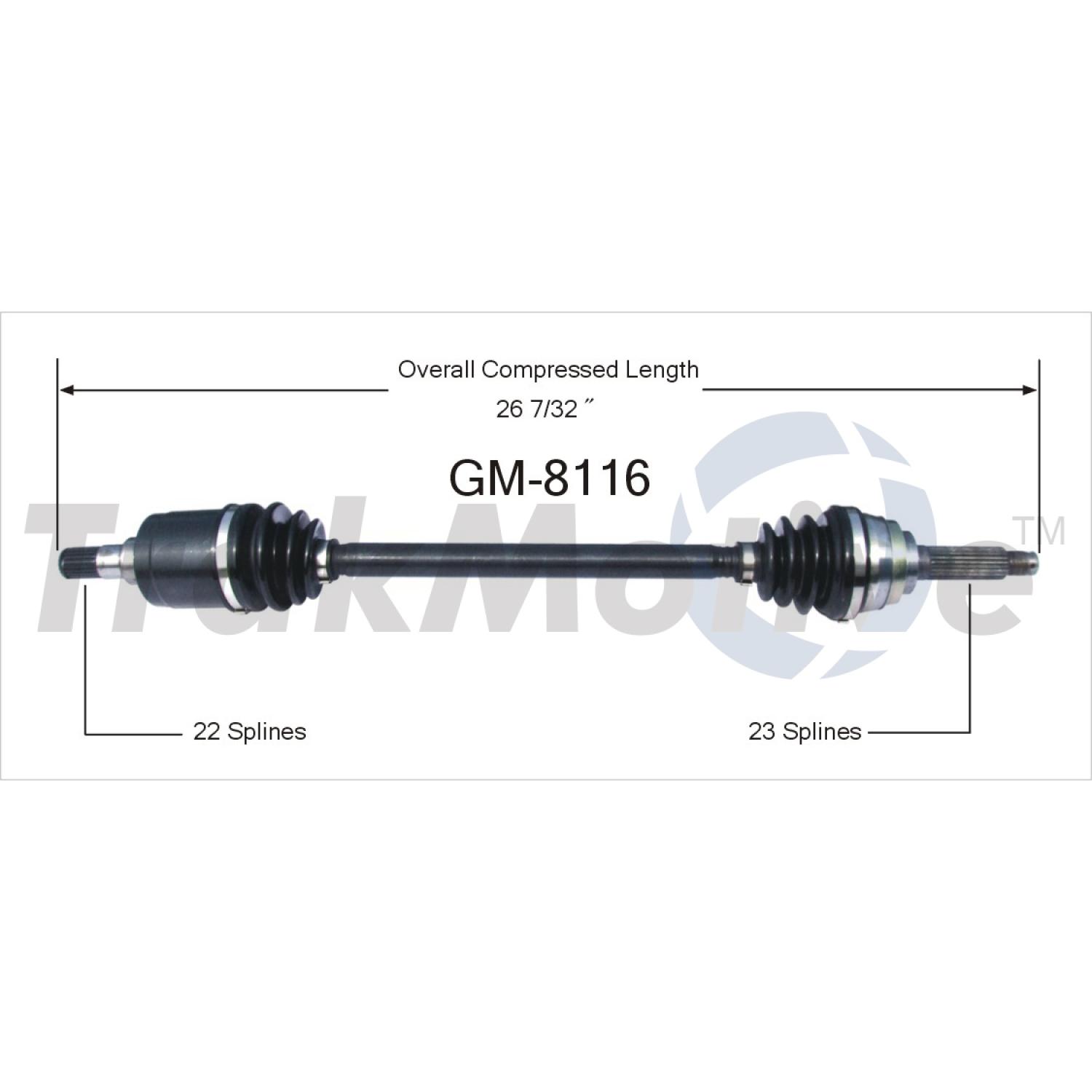 TrakMotive GM8116 CV Axle Shaft product image 1 of 3