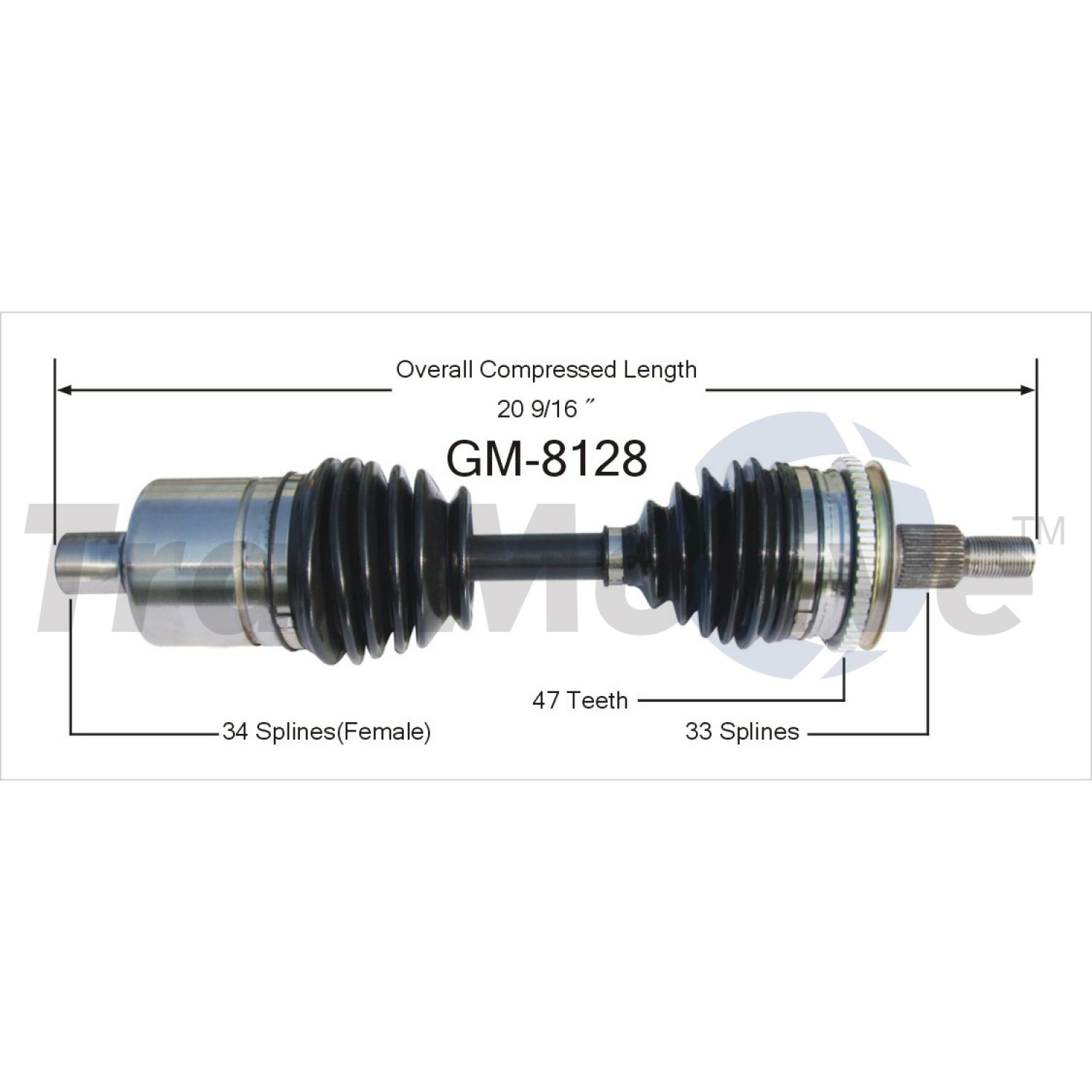 TrakMotive GM8128 CV Axle Shaft product image 1 of 3