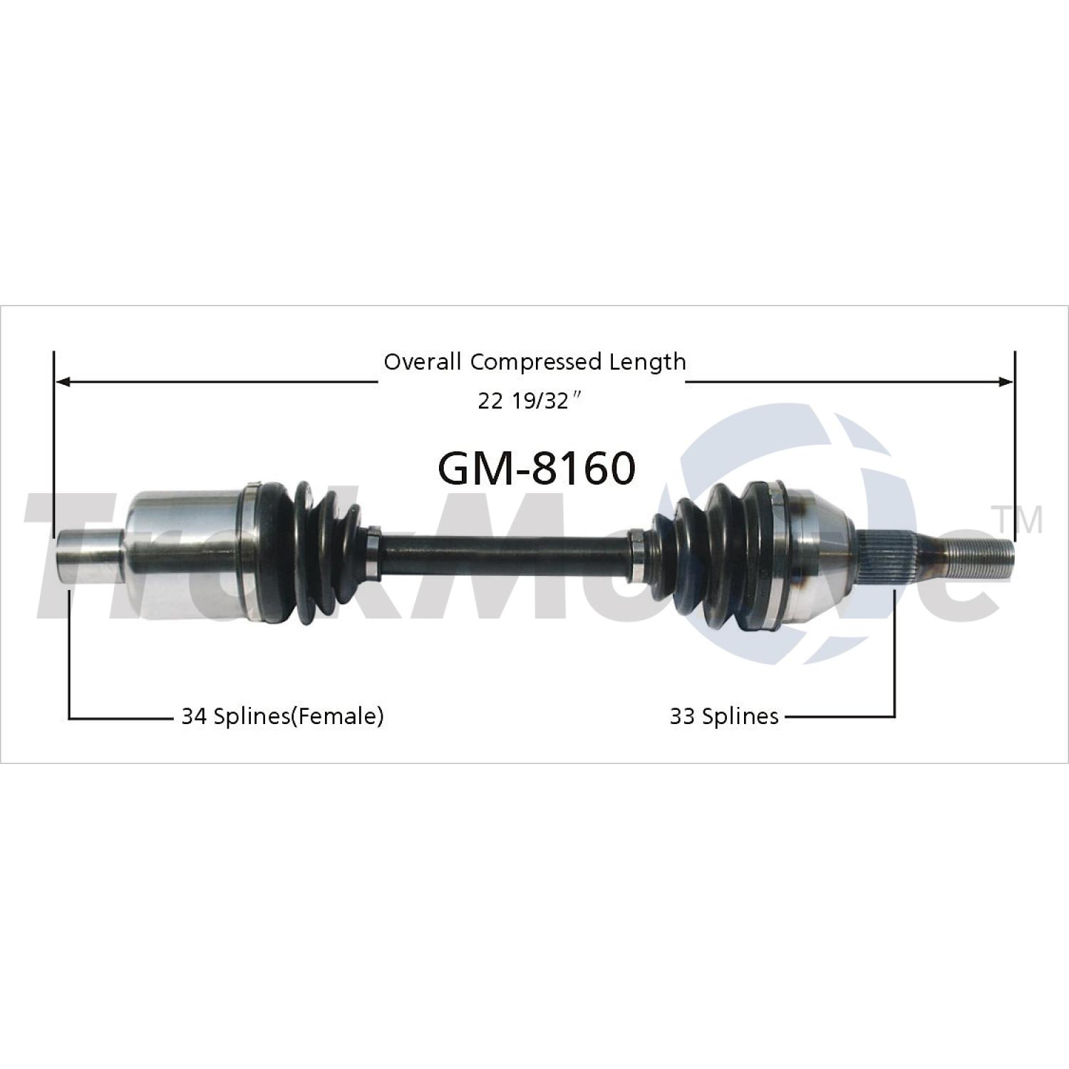 TrakMotive GM8160 - CV Axle Shaft TrakMotive GM8160 CV Axle Shaft product image 1 of 3