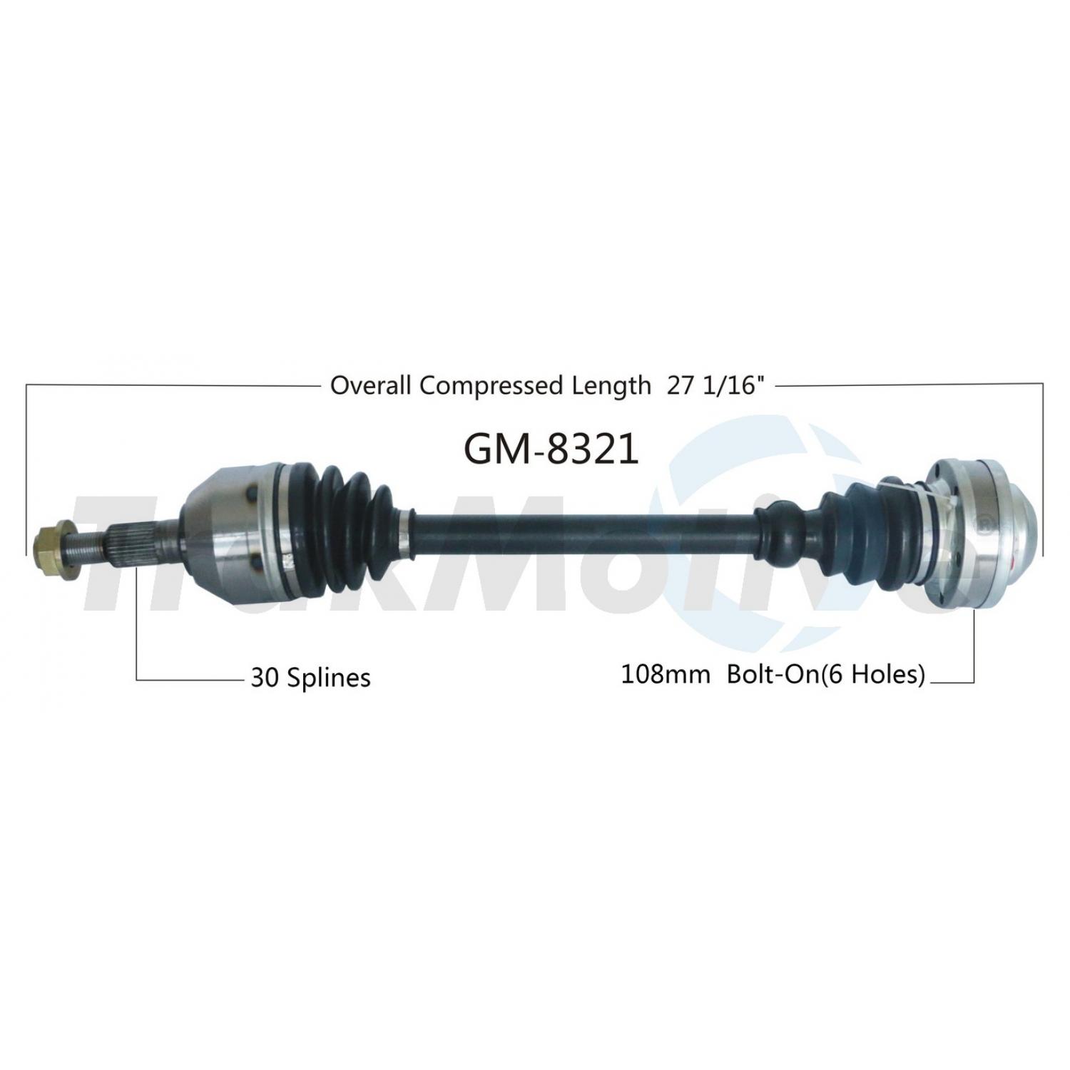 TrakMotive GM8321 CV Axle Shaft product image 1 of 3