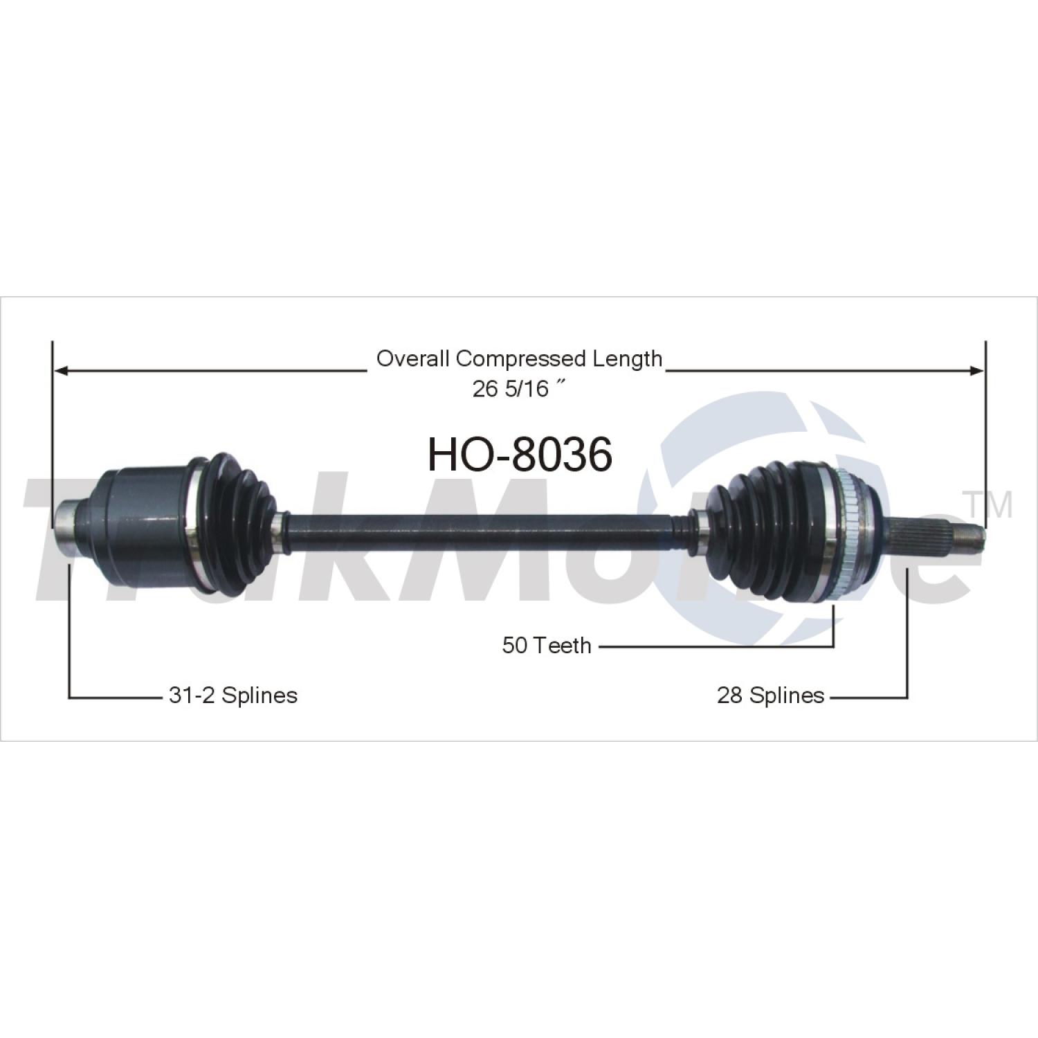 TrakMotive HO8036 - CV Axle Shaft TrakMotive HO8036 CV Axle Shaft product image 1 of 3