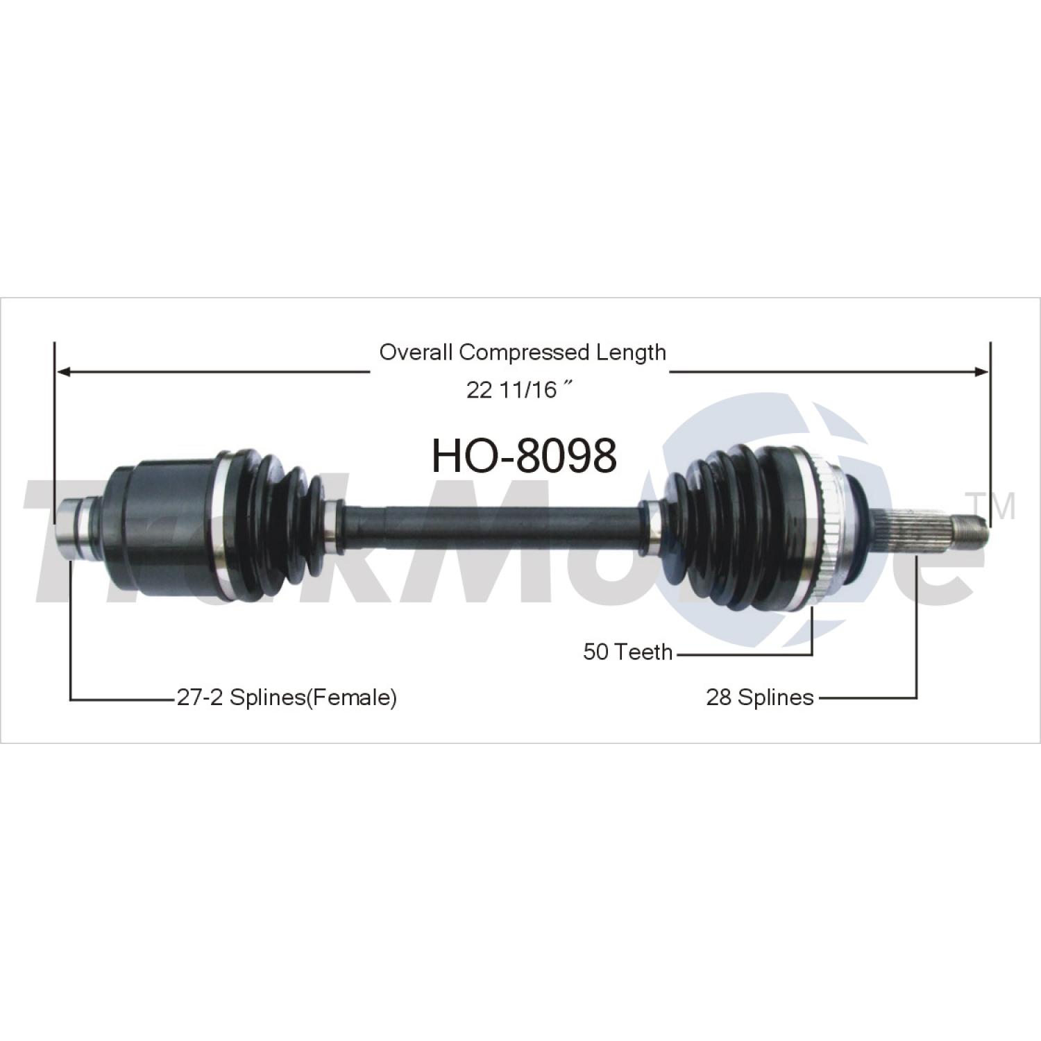 TrakMotive HO8098 - CV Axle Shaft TrakMotive HO8098 CV Axle Shaft product image 1 of 3