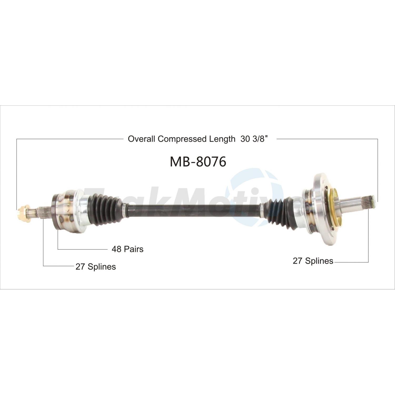 TrakMotive MB8076 CV Axle Shaft product image 1 of 3