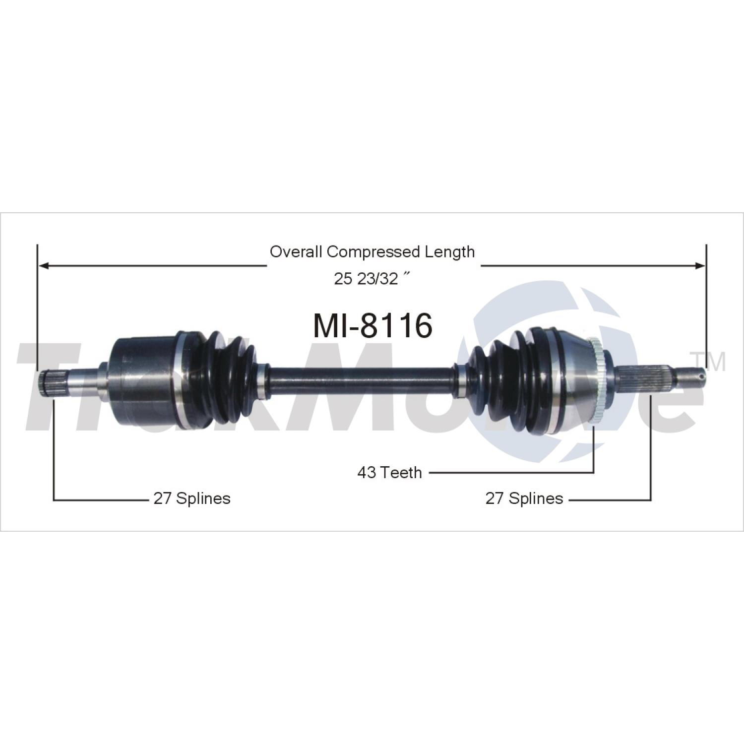 TrakMotive MI8116 CV Axle Shaft product image 1 of 3