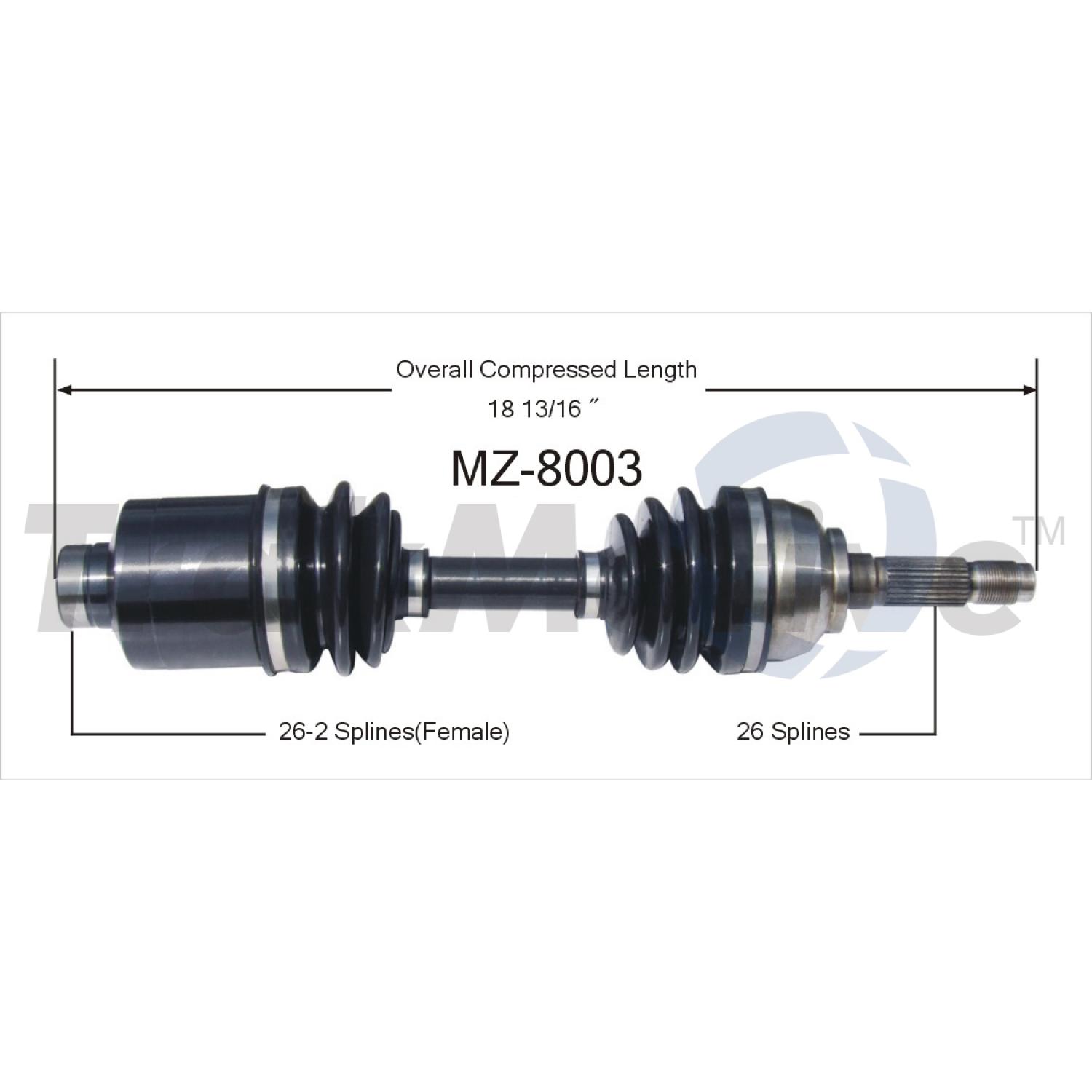 TrakMotive MZ8003 CV Axle Shaft product image 1 of 3