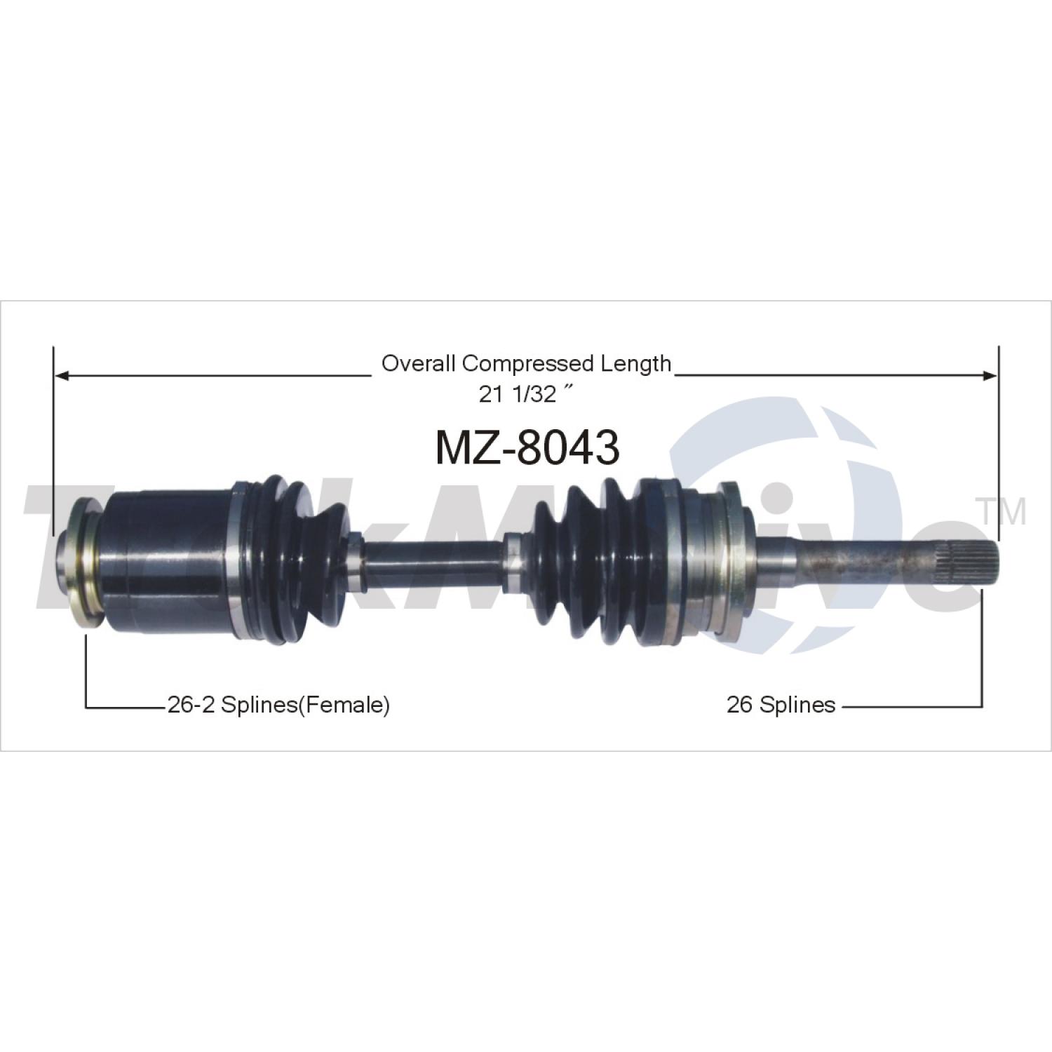 TrakMotive MZ8043 CV Axle Shaft product image 1 of 3