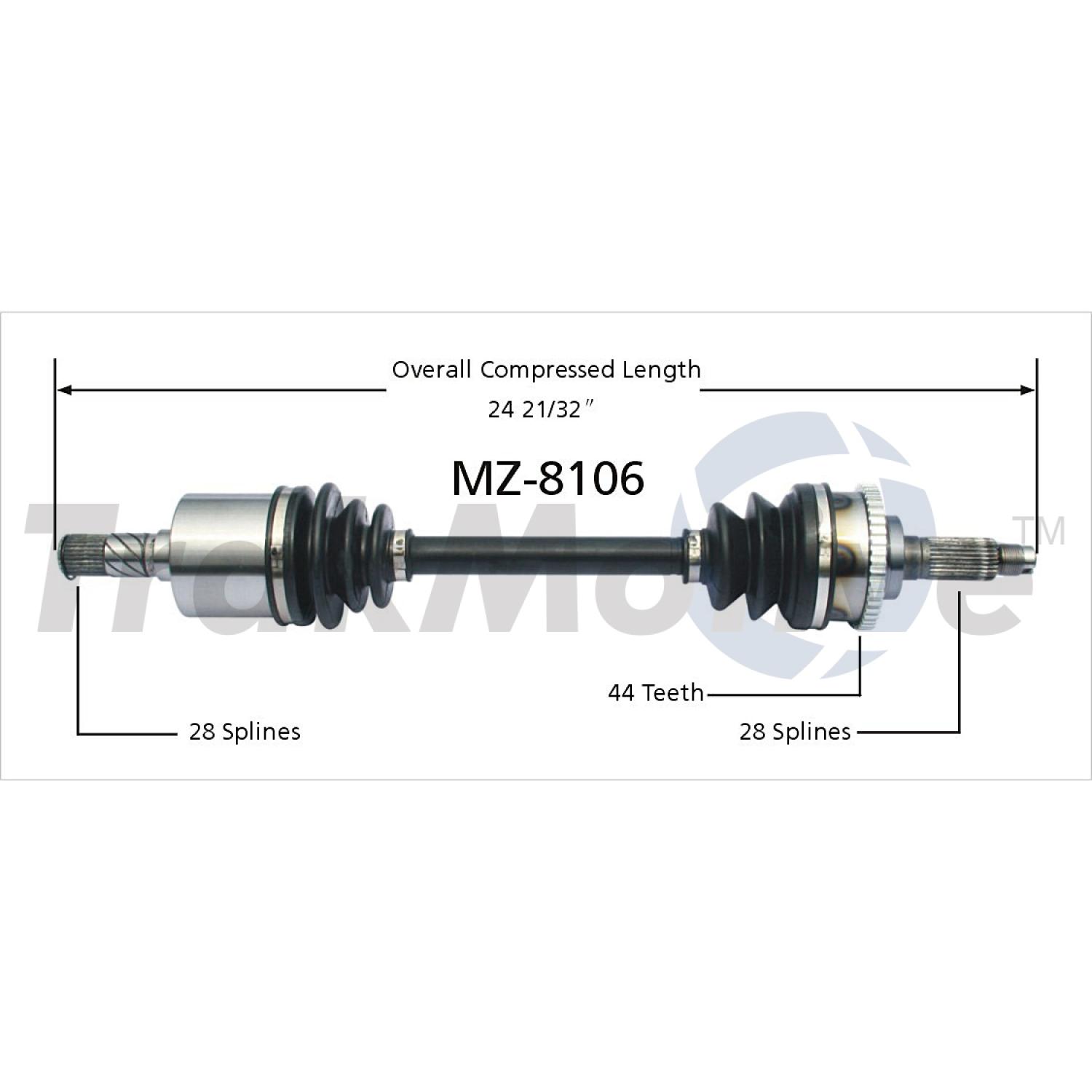TrakMotive MZ8106 - CV Axle Shaft TrakMotive MZ8106 CV Axle Shaft product image 1 of 3