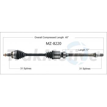 TrakMotive MZ8220 CV Axle Shaft product image 1 of 3