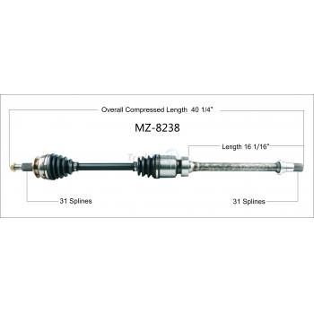 TrakMotive MZ8238 CV Axle Shaft product image 1 of 3