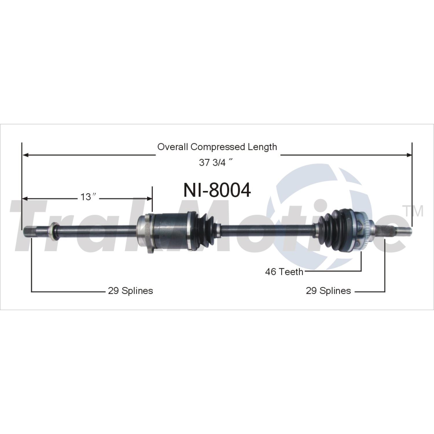 TrakMotive NI8004 CV Axle Shaft product image 1 of 3