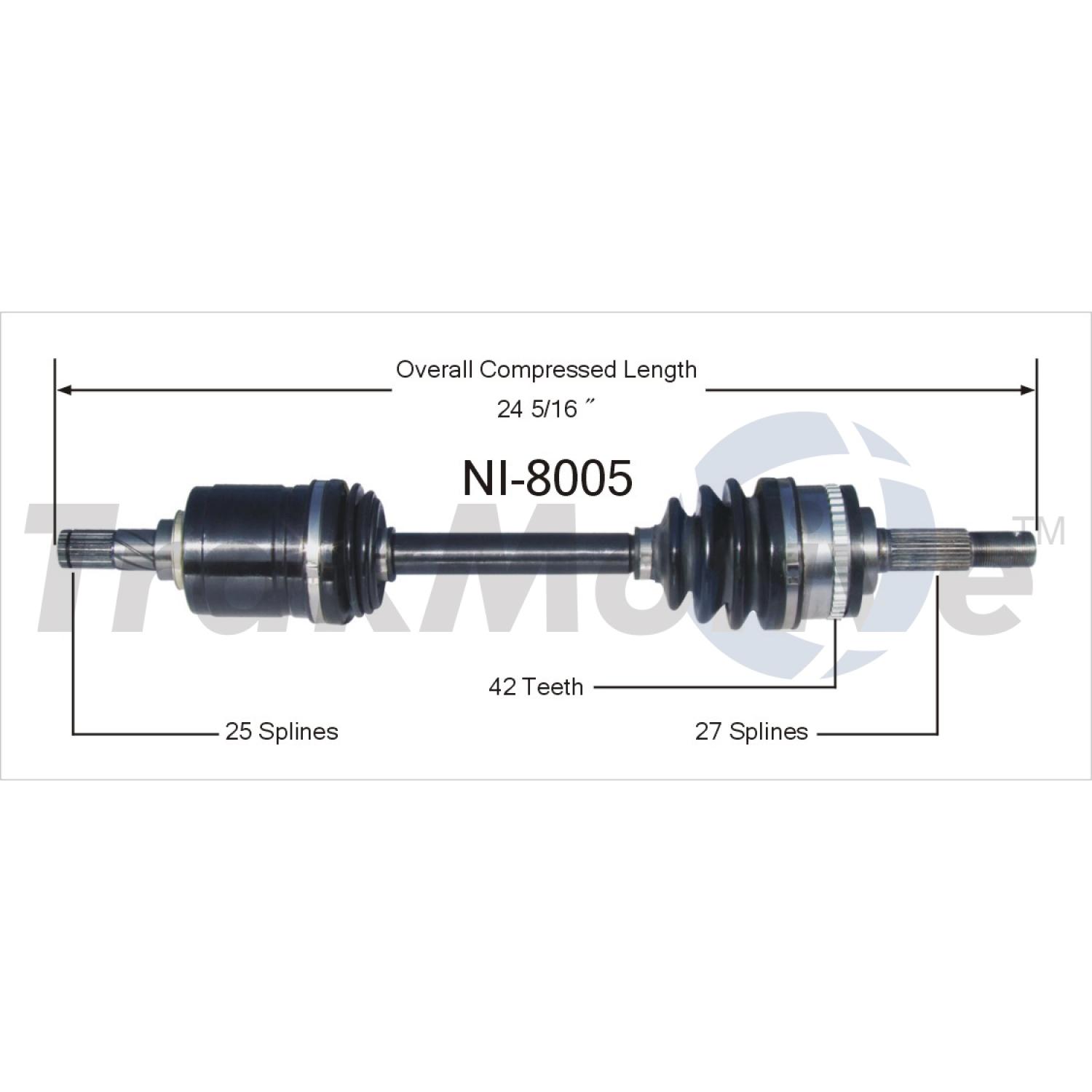 TrakMotive NI8005 CV Axle Shaft product image 1 of 3