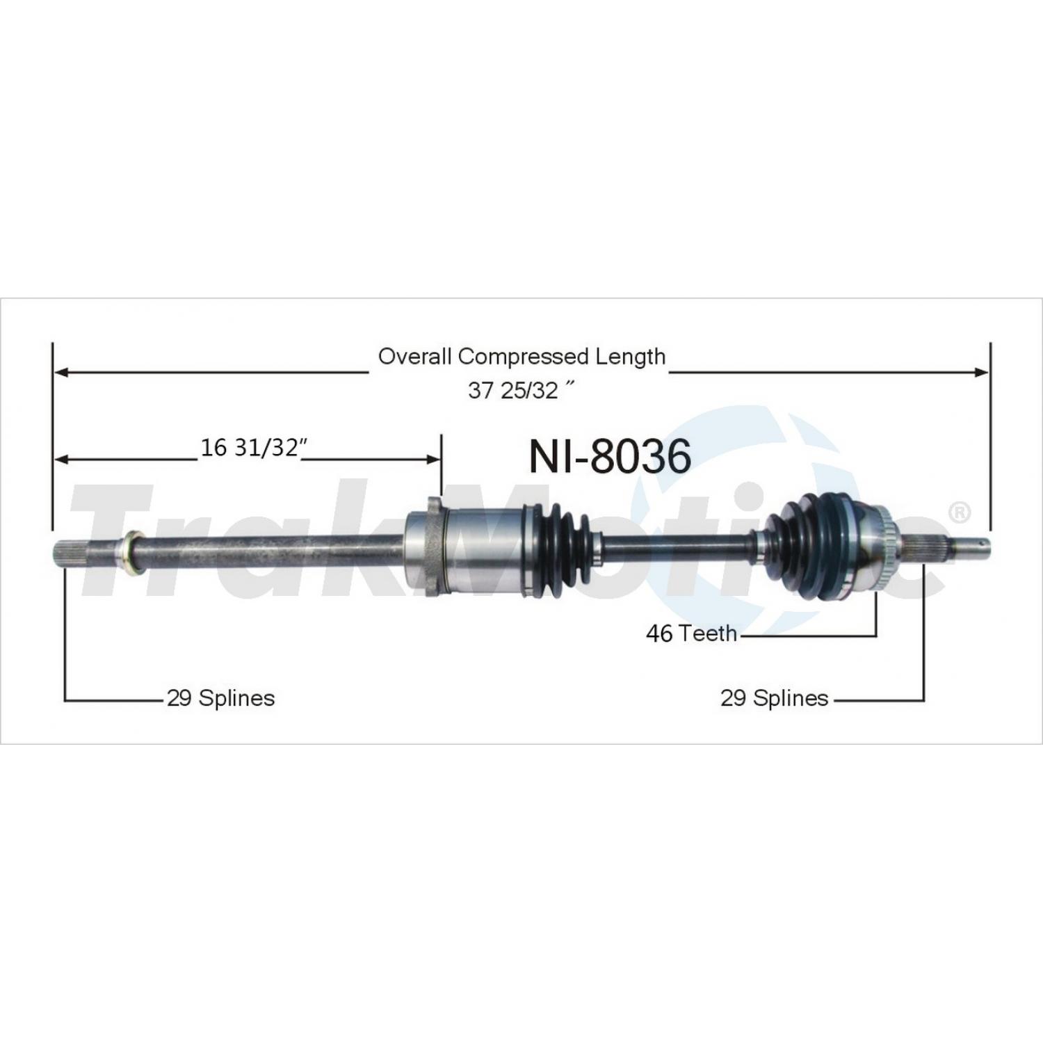 TrakMotive NI8036 CV Axle Shaft product image 1 of 3