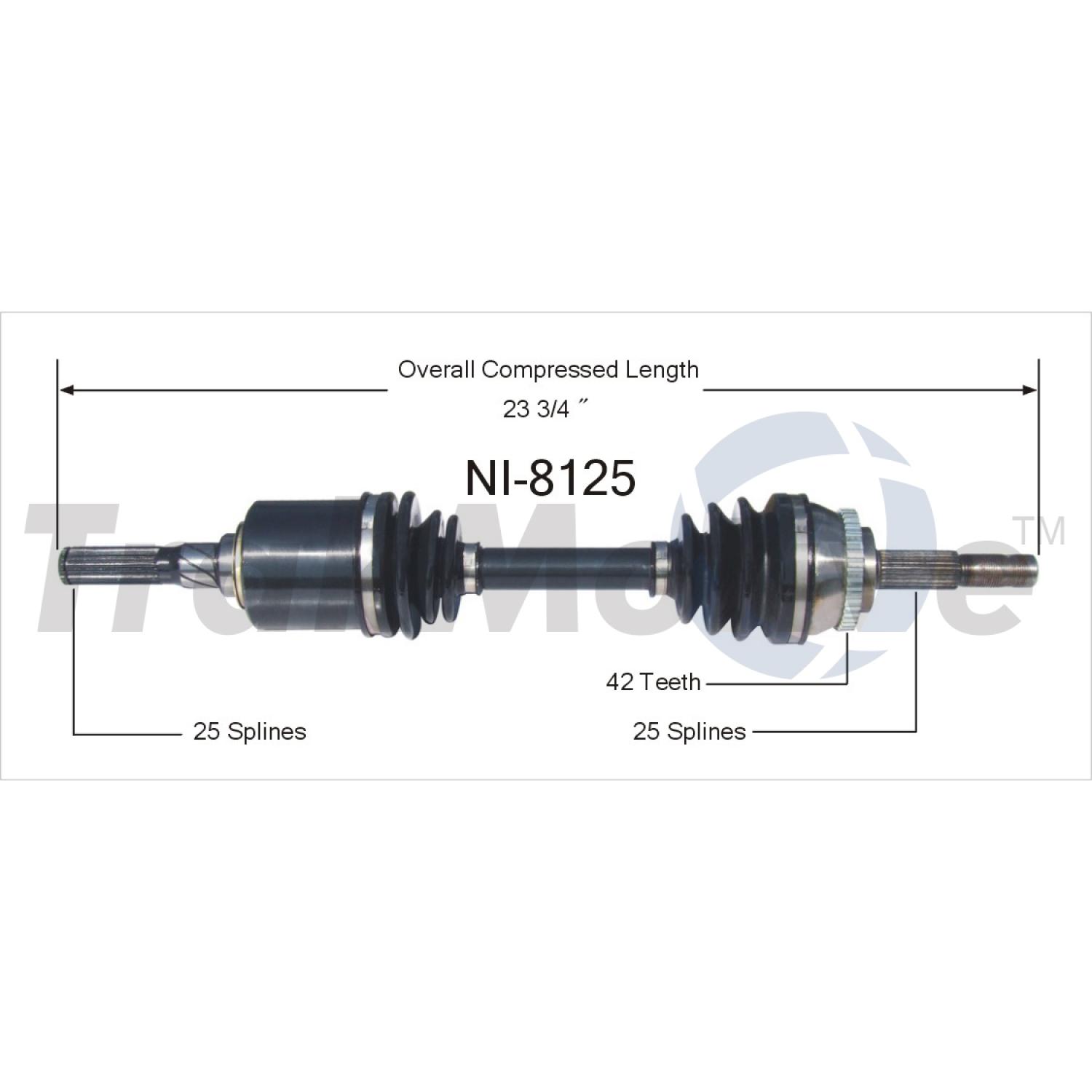 TrakMotive NI8125 CV Axle Shaft product image 1 of 3
