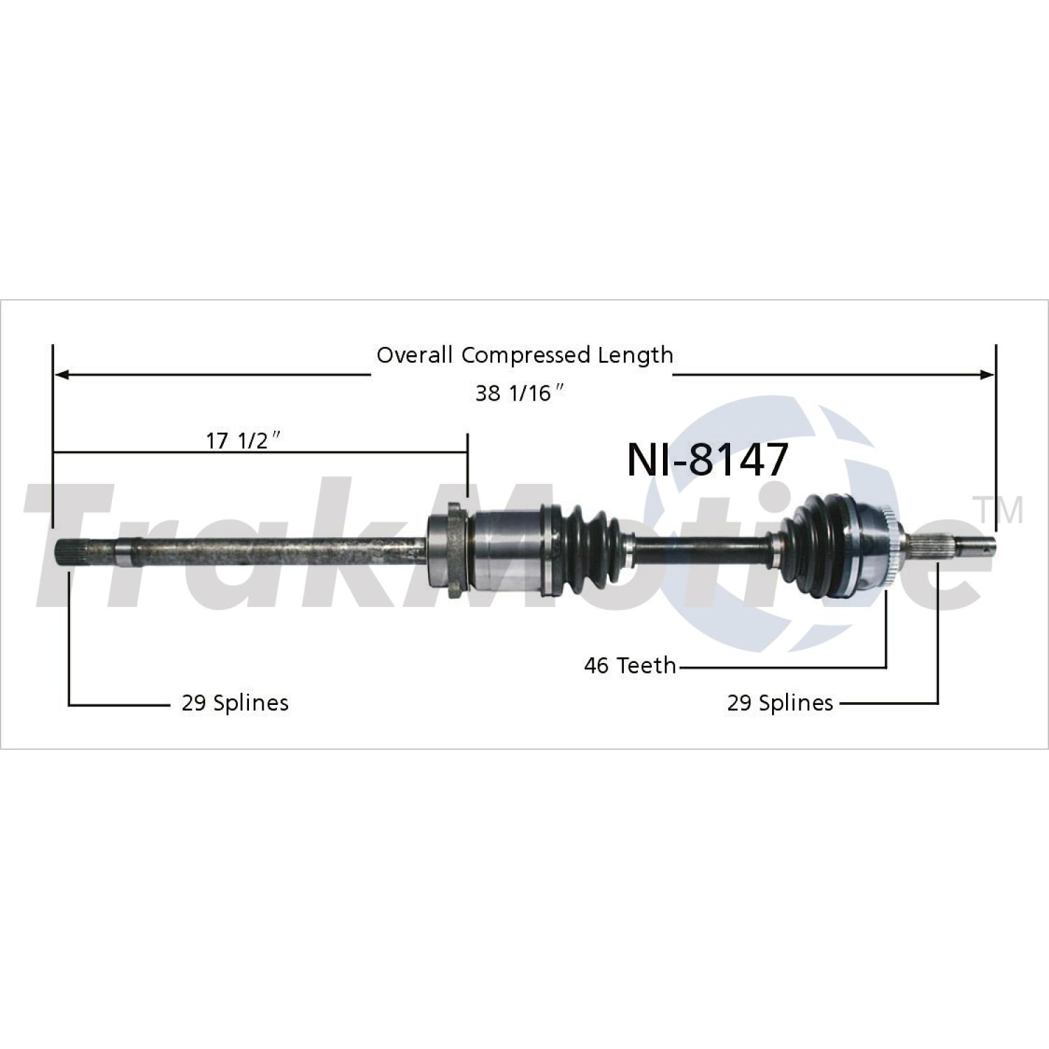 TrakMotive NI8147 CV Axle Shaft product image 1 of 3