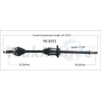 TrakMotive NI8351 CV Axle Shaft product image 1 of 3