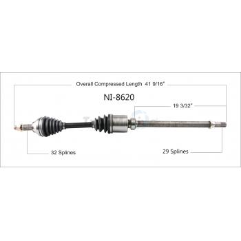 TrakMotive NI8620 CV Axle Shaft product image 1 of 3