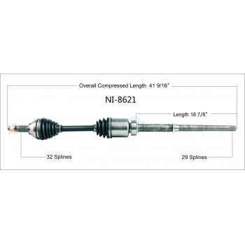 TrakMotive NI8621 CV Axle Shaft product image 1 of 3