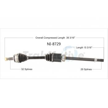 TrakMotive NI8729 CV Axle Shaft product image 1 of 3