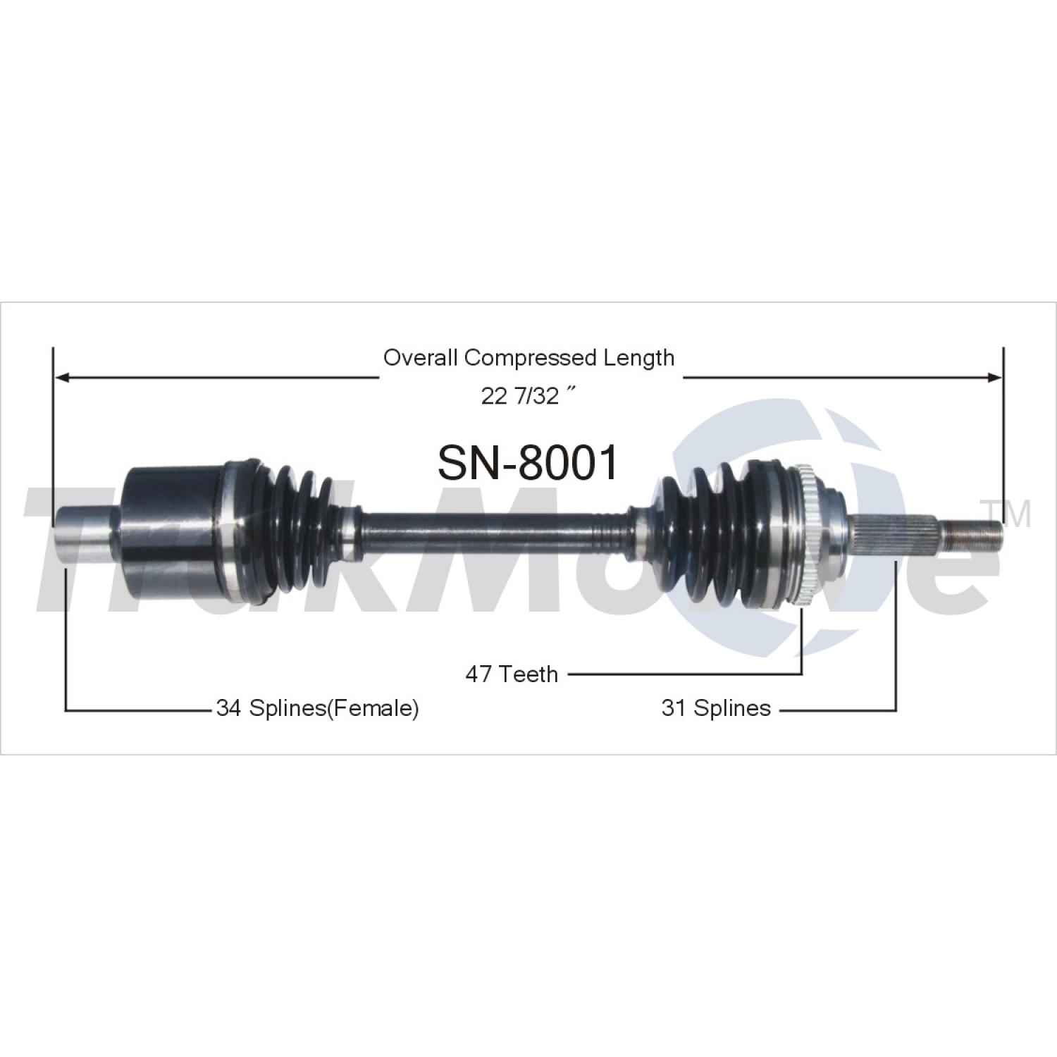 TrakMotive SN8001 CV Axle Shaft product image 1 of 3