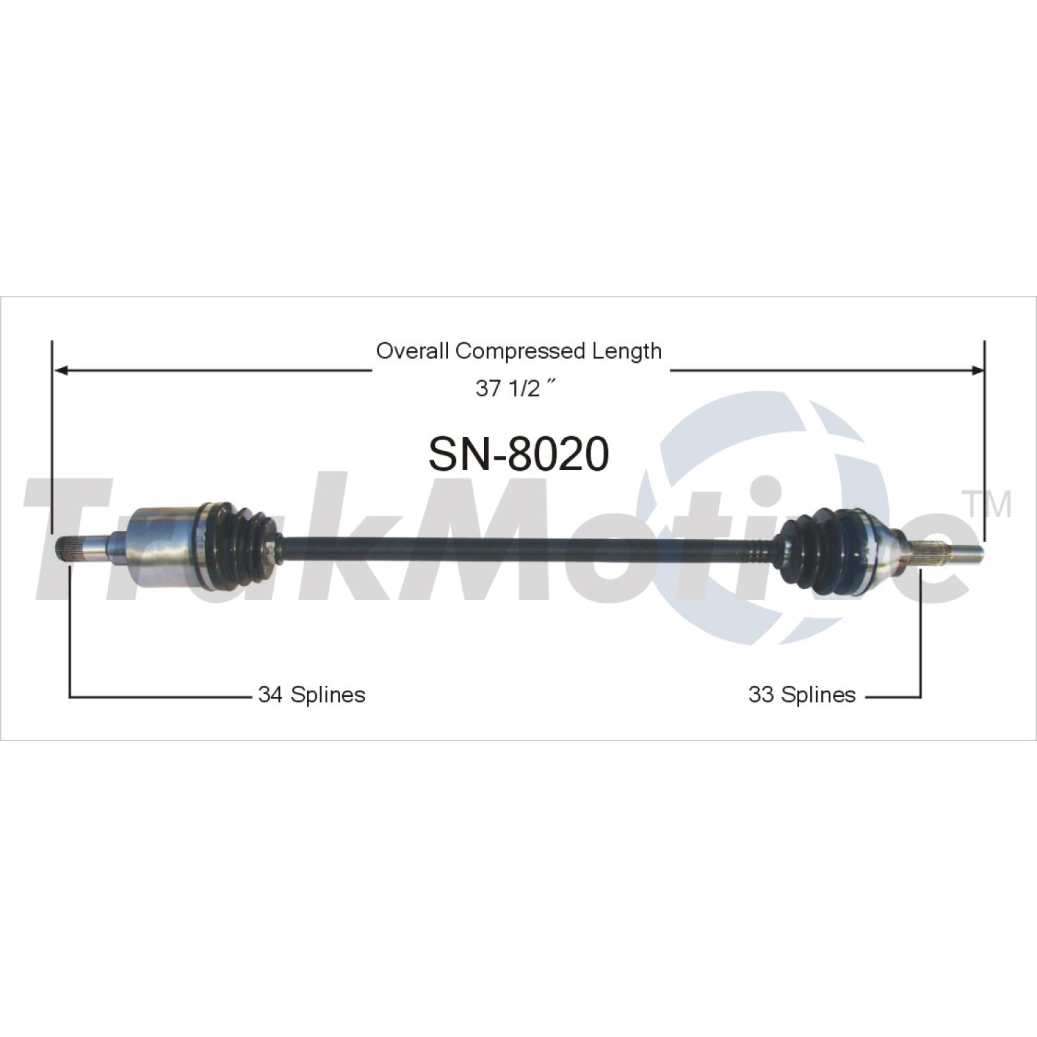 TrakMotive SN8020 CV Axle Shaft product image 1 of 3