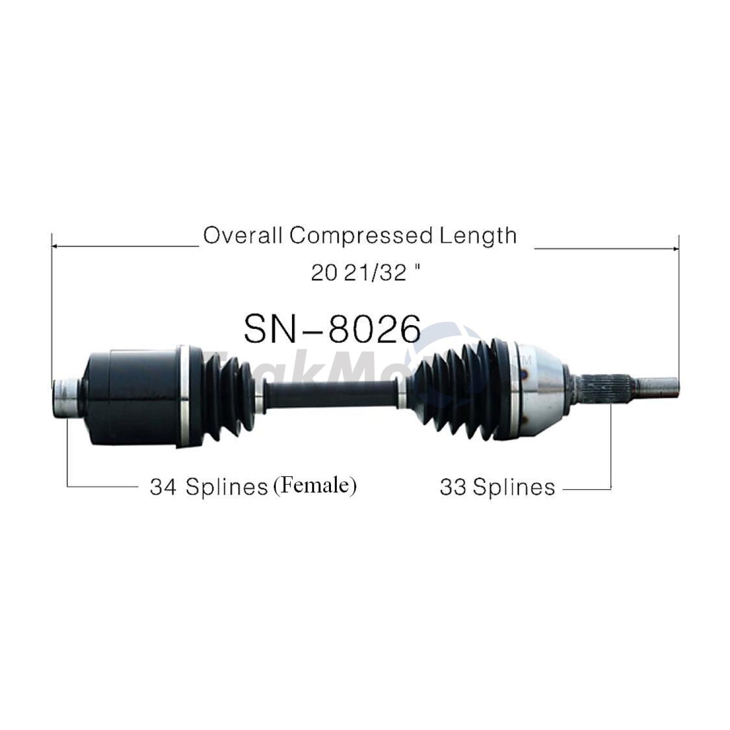 TrakMotive SN8026 - CV Axle Shaft TrakMotive SN8026 CV Axle Shaft product image 1 of 3