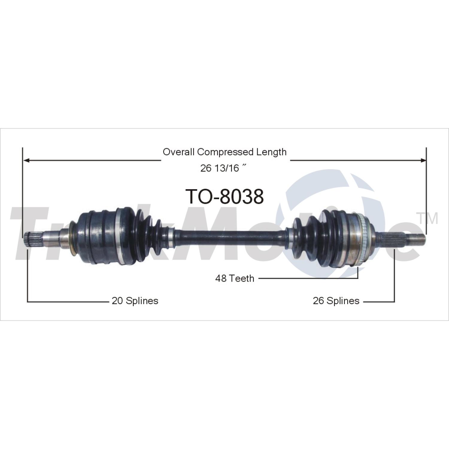 TrakMotive TO8038 - CV Axle Shaft TrakMotive TO8038 CV Axle Shaft product image 1 of 3