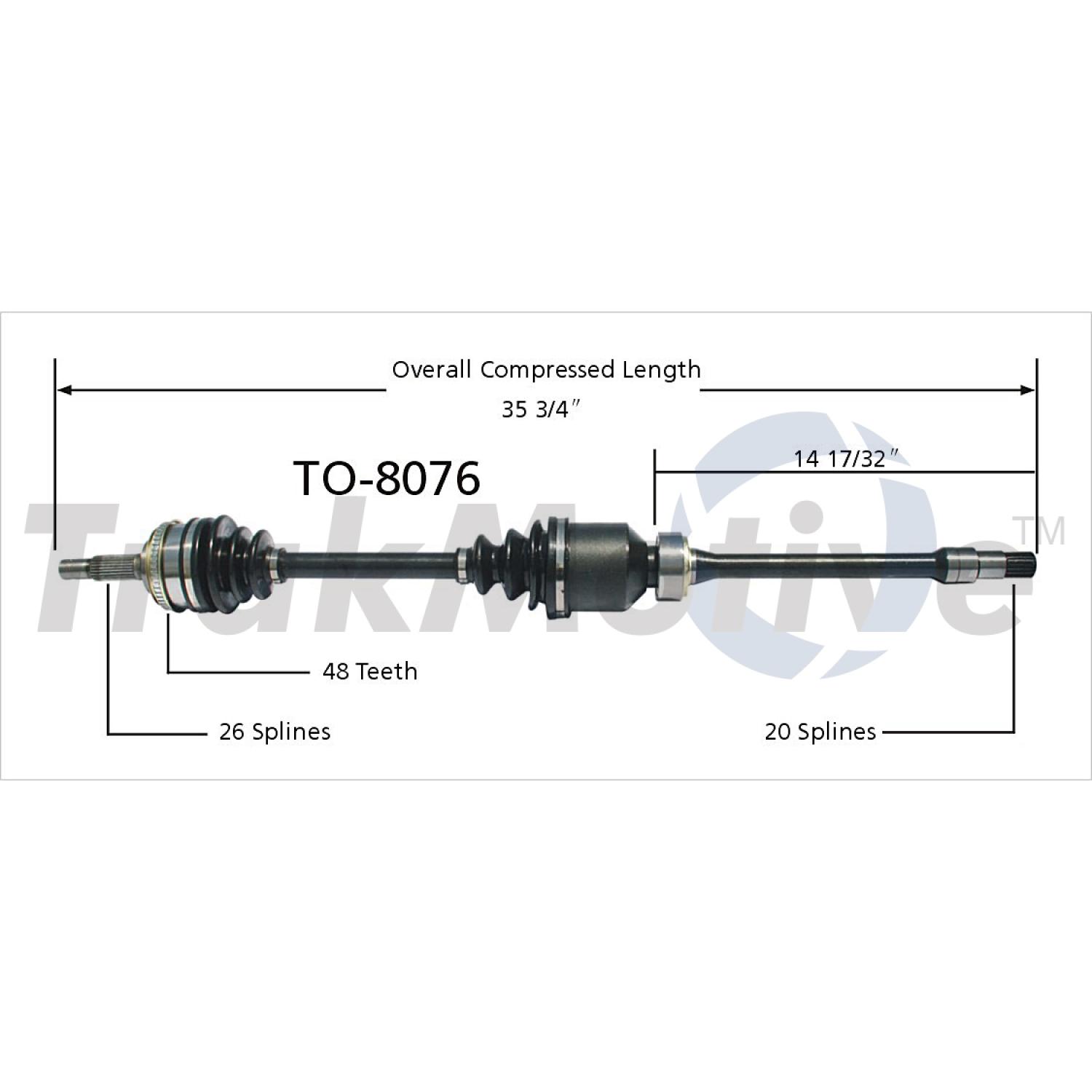 TrakMotive TO8076 - CV Axle Shaft TrakMotive TO8076 CV Axle Shaft product image 1 of 3