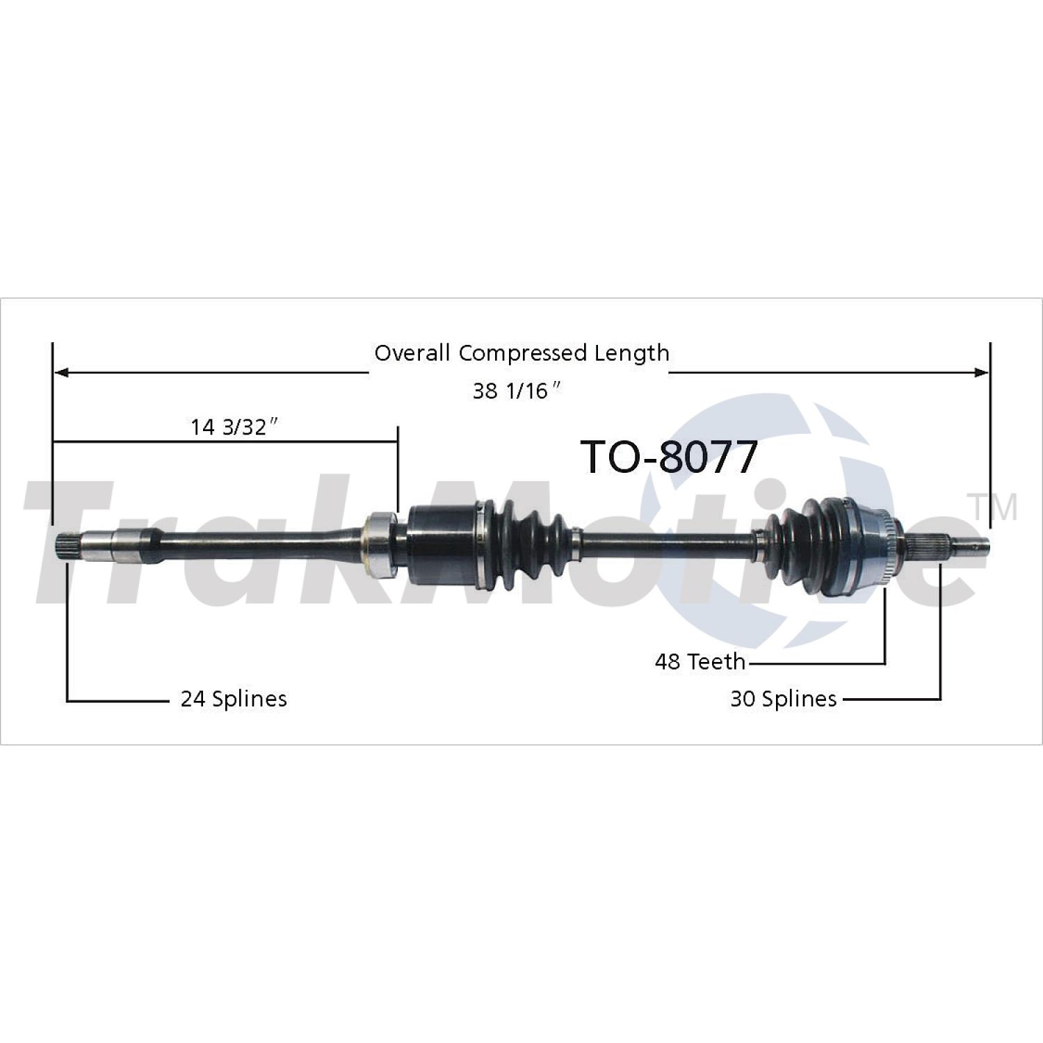 TrakMotive TO8077 - CV Axle Shaft TrakMotive TO8077 CV Axle Shaft product image 1 of 3