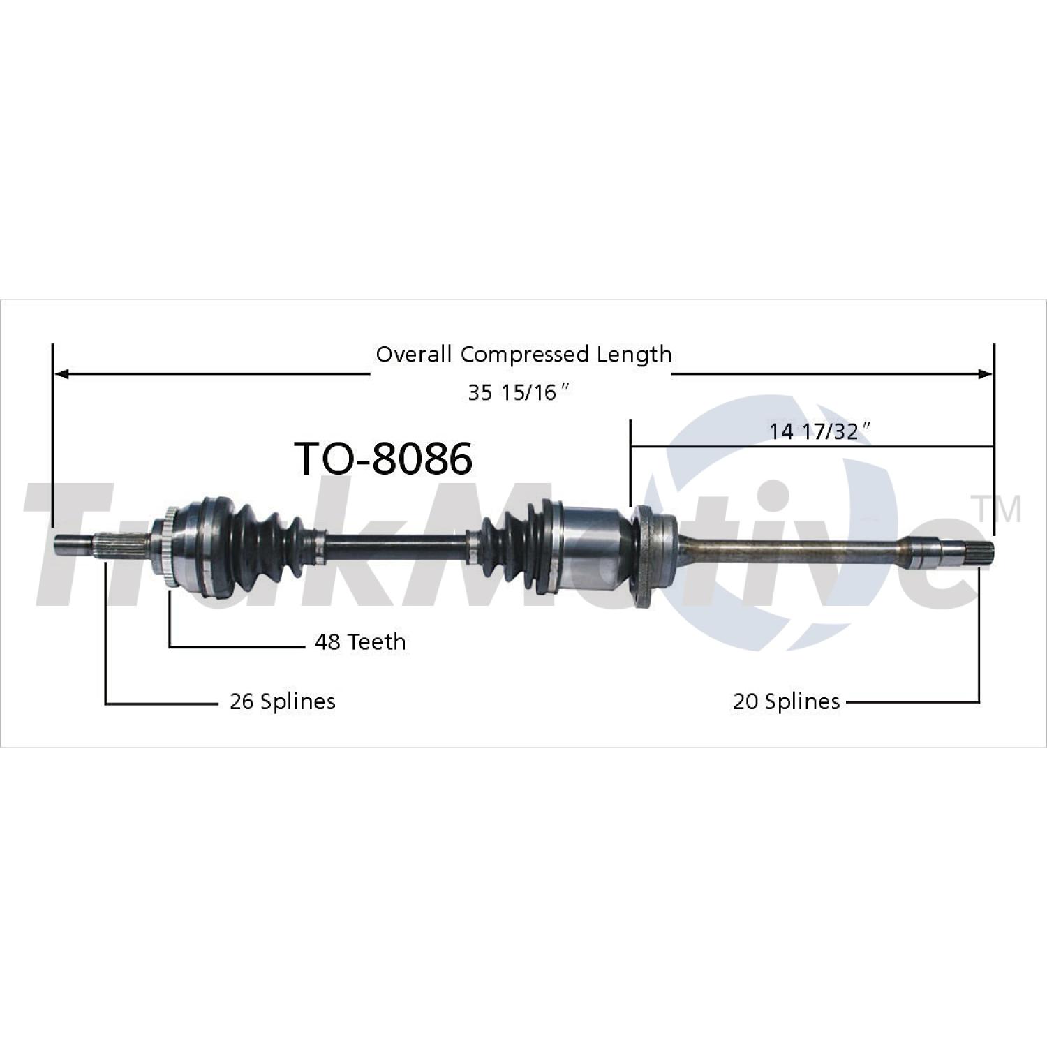 TrakMotive TO8086 - CV Axle Shaft TrakMotive TO8086 CV Axle Shaft product image 1 of 3