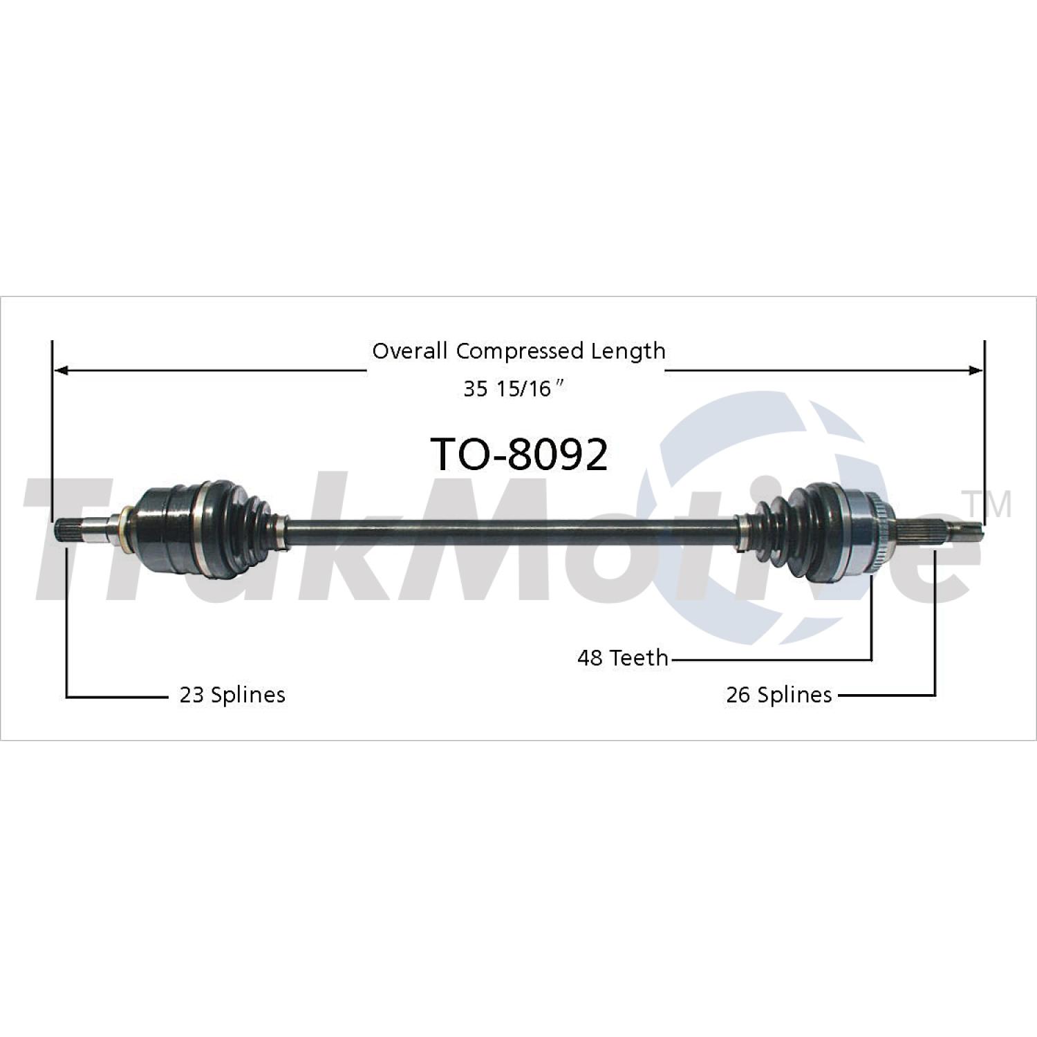 TrakMotive TO8092 - CV Axle Shaft TrakMotive TO8092 CV Axle Shaft product image 1 of 3