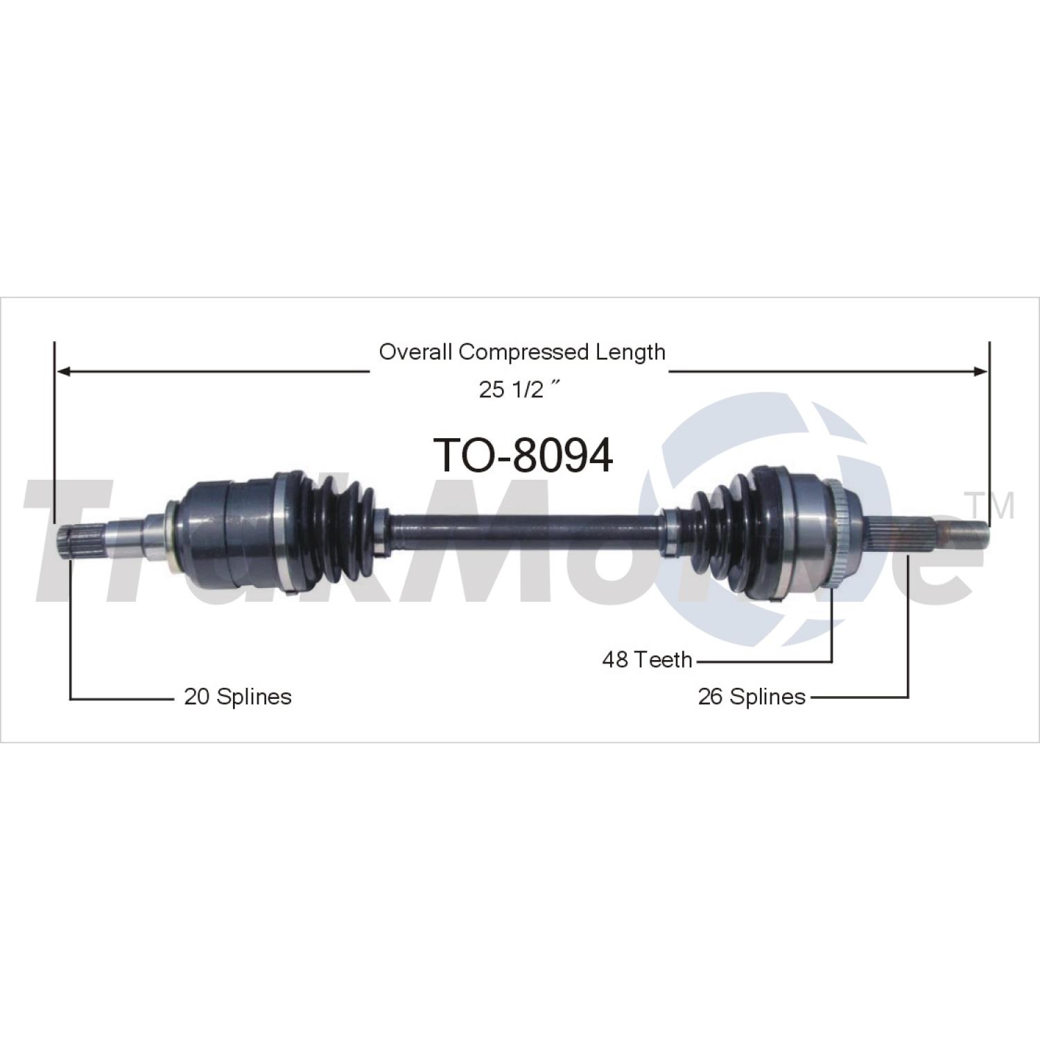 TrakMotive TO8094 - CV Axle Shaft TrakMotive TO8094 CV Axle Shaft product image 1 of 3
