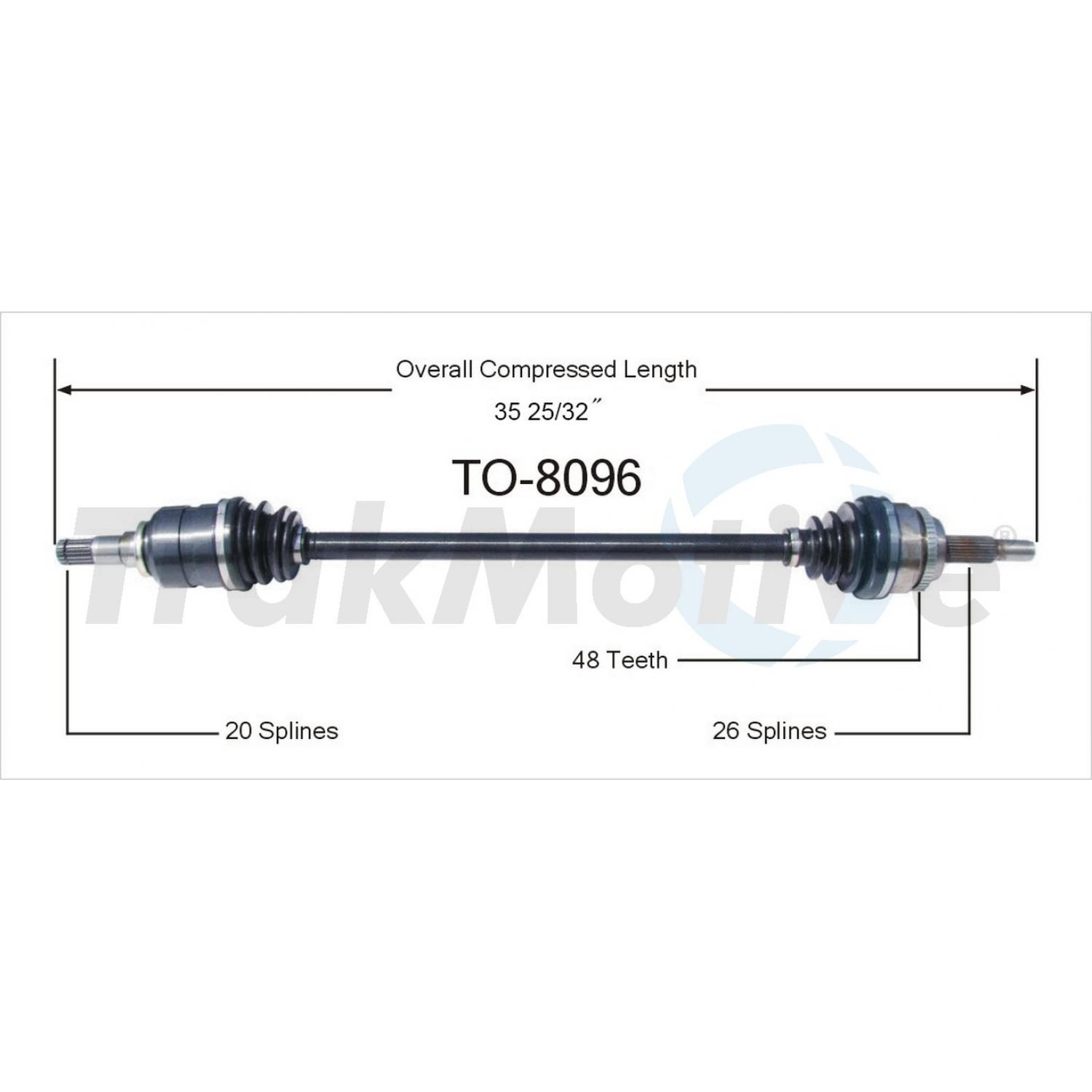 TrakMotive TO8096 - CV Axle Shaft TrakMotive TO8096 CV Axle Shaft product image 1 of 3