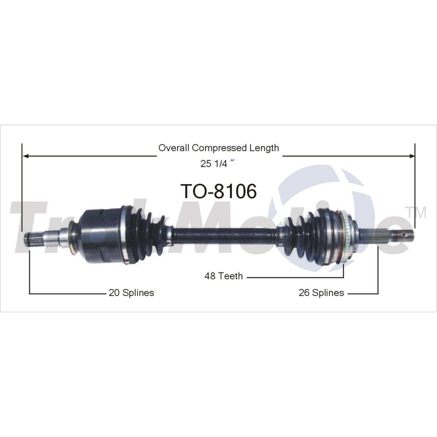 TrakMotive TO8106 CV Axle Shaft product image 1 of 3