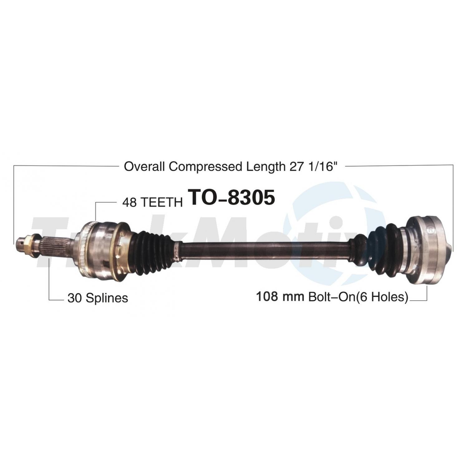 TrakMotive TO8305 CV Axle Shaft product image 1 of 3