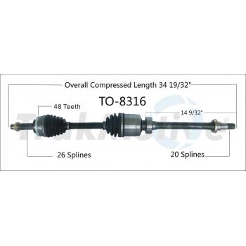 TrakMotive TO8316 CV Axle Shaft product image 1 of 3