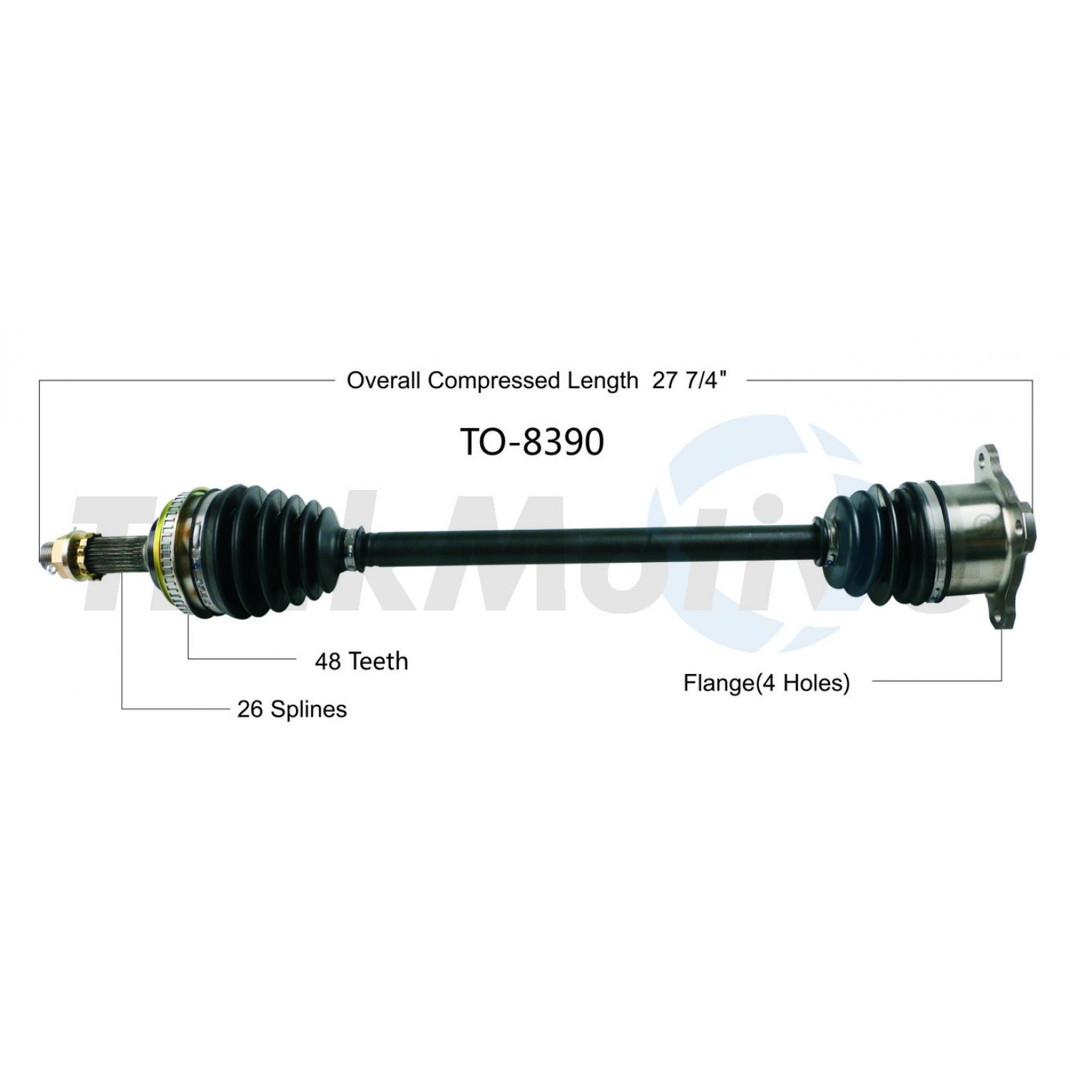 TrakMotive TO8390 CV Axle Shaft product image 1 of 3