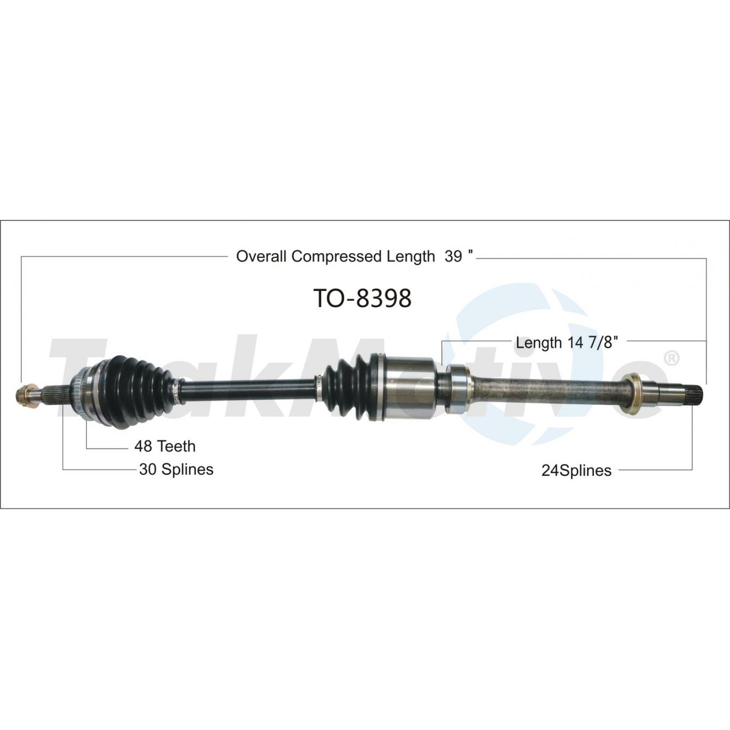 TrakMotive TO8398 - CV Axle Shaft TrakMotive TO8398 CV Axle Shaft product image 1 of 3