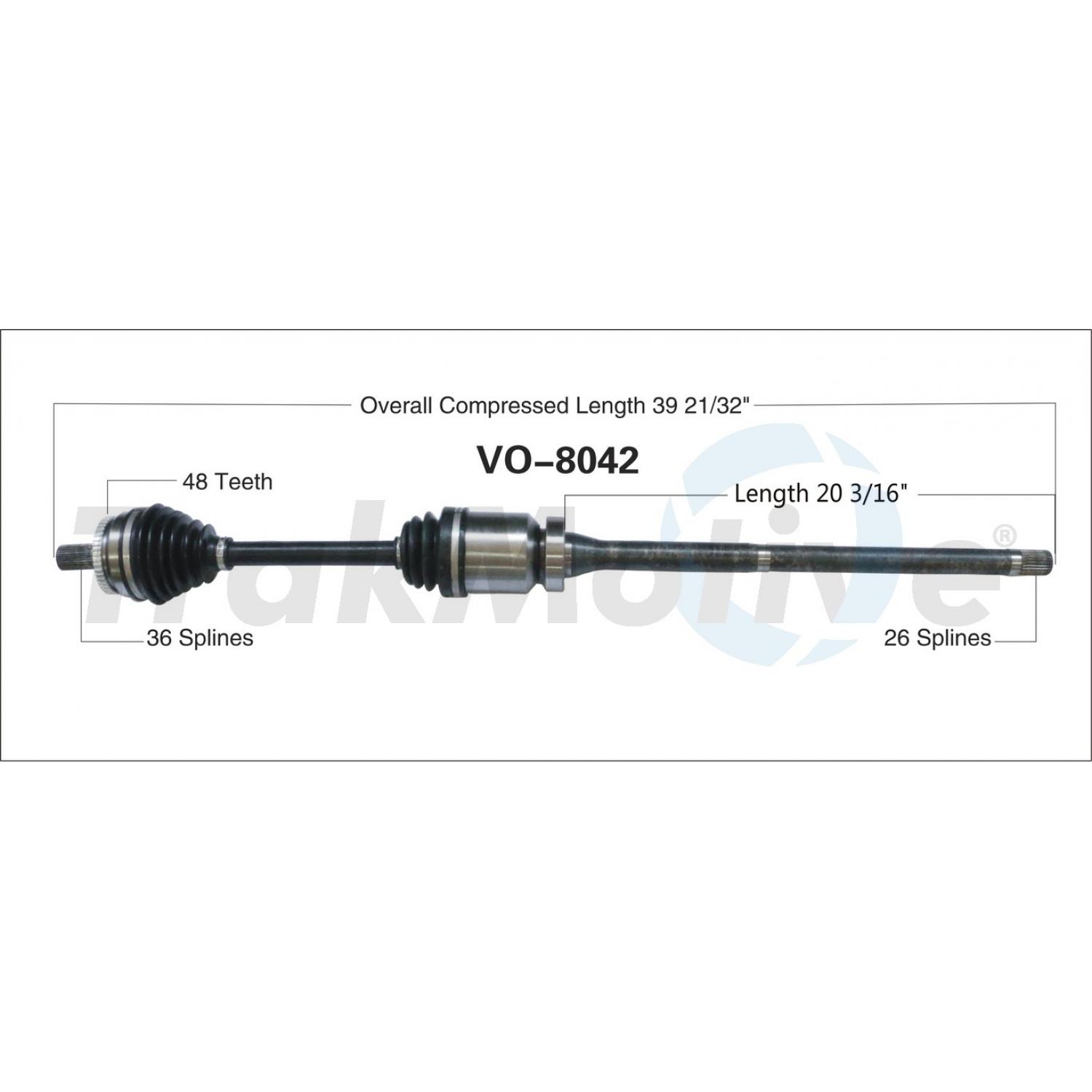 TrakMotive VO8042 - CV Axle Shaft TrakMotive VO8042 CV Axle Shaft product image 1 of 3
