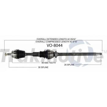 TrakMotive VO8044 CV Axle Shaft product image 1 of 3