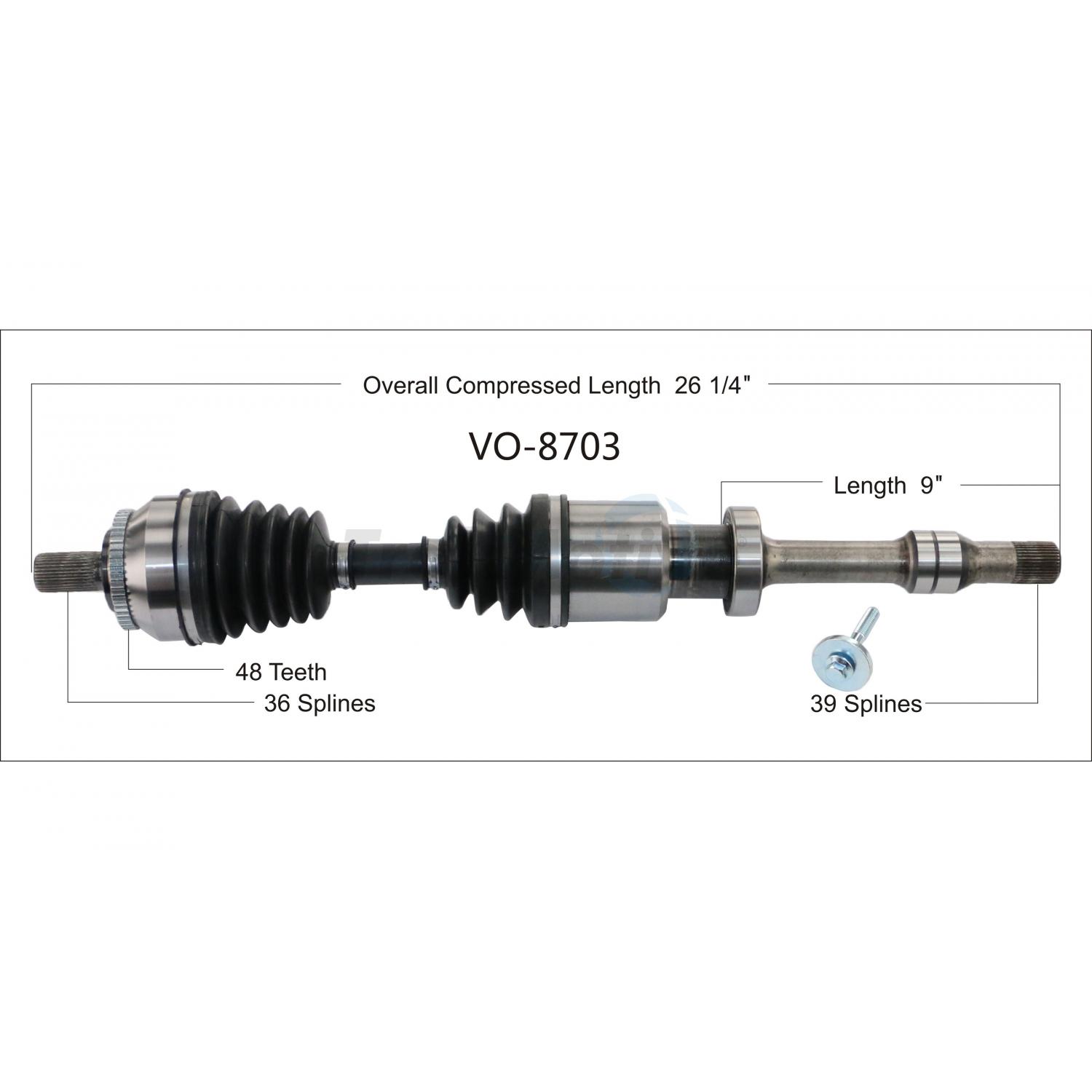TrakMotive VO8703 - CV Axle Shaft TrakMotive VO8703 CV Axle Shaft product image 1 of 3