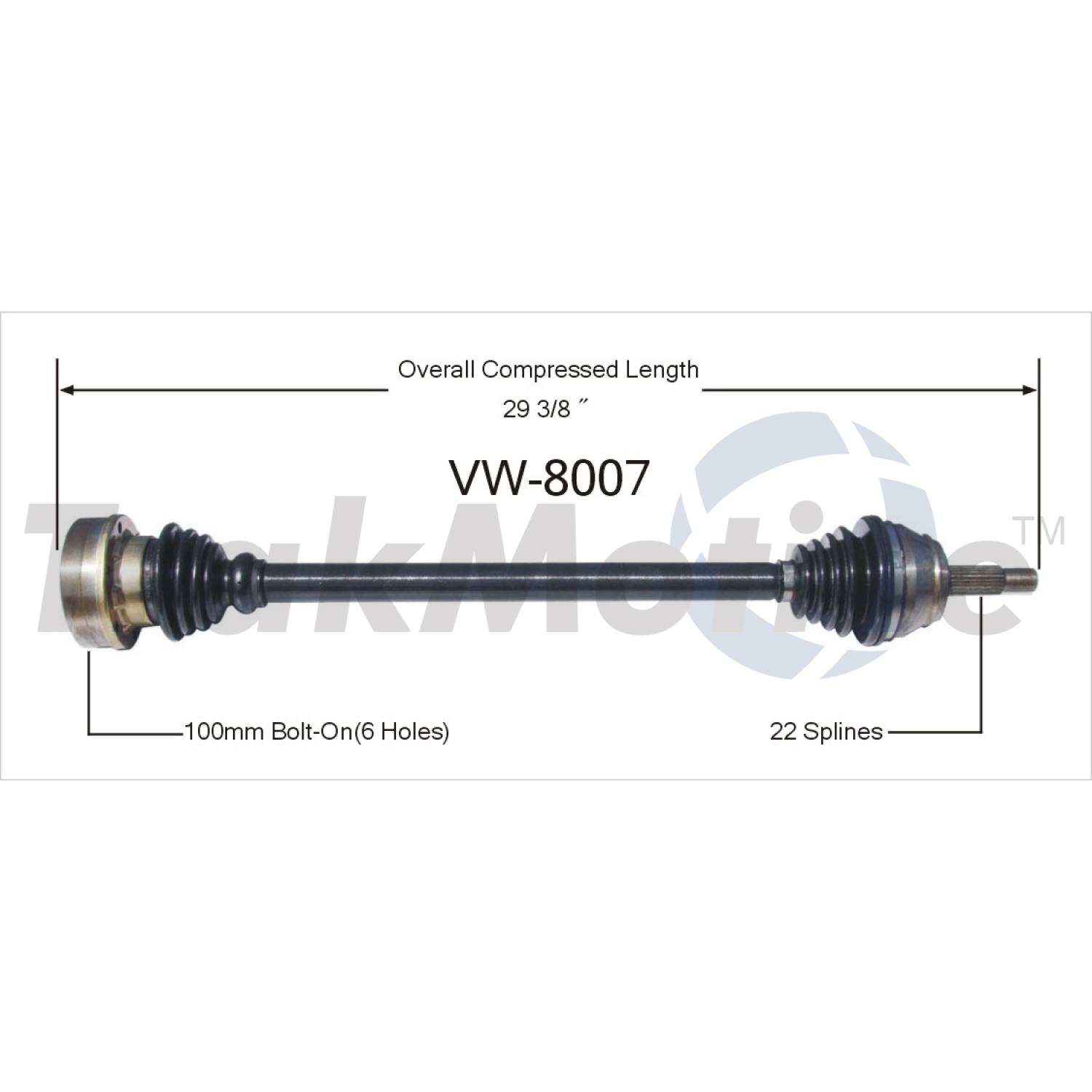 TrakMotive VW8007 - CV Axle Shaft TrakMotive VW8007 CV Axle Shaft product image 1 of 3