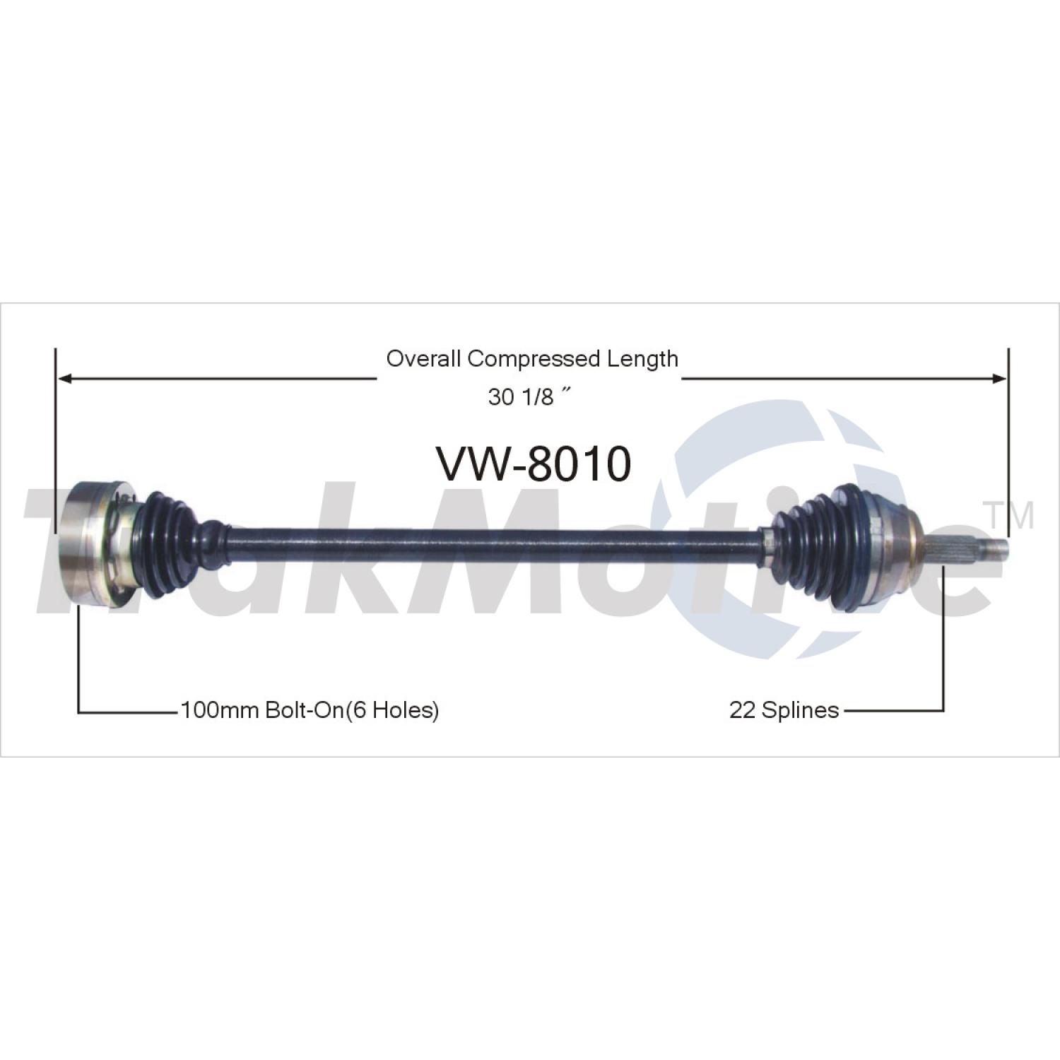 TrakMotive VW8010 - CV Axle Shaft TrakMotive VW8010 CV Axle Shaft product image 1 of 3