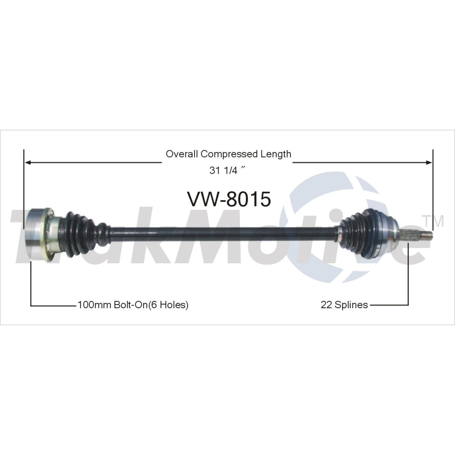 TrakMotive VW8015 - CV Axle Shaft TrakMotive VW8015 CV Axle Shaft product image 1 of 3