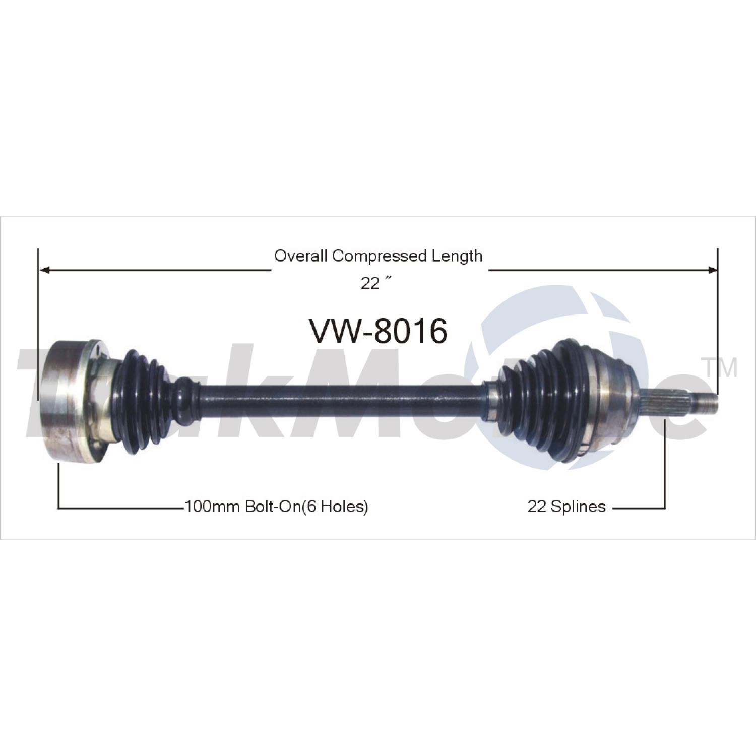 TrakMotive VW8016 CV Axle Shaft product image 1 of 3