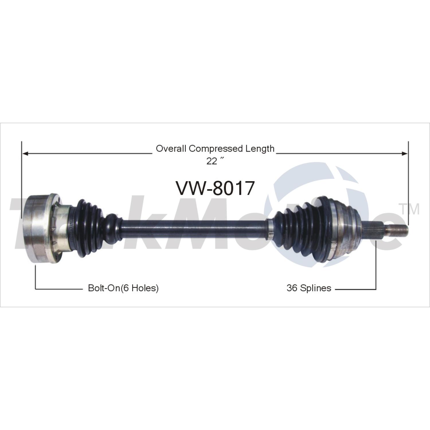 TrakMotive VW8017 - CV Axle Shaft TrakMotive VW8017 CV Axle Shaft product image 1 of 3