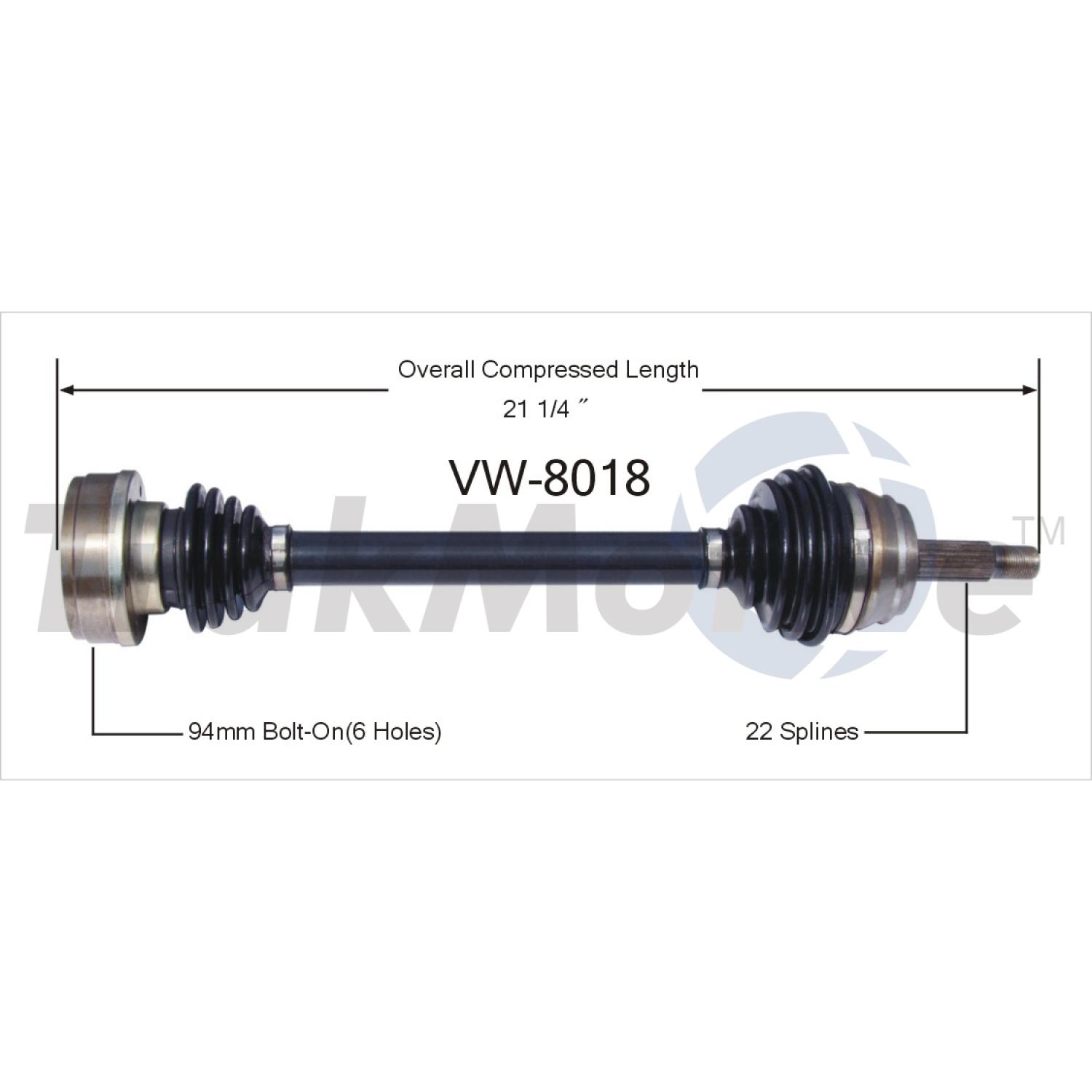 TrakMotive VW8018 - CV Axle Shaft TrakMotive VW8018 CV Axle Shaft product image 1 of 3